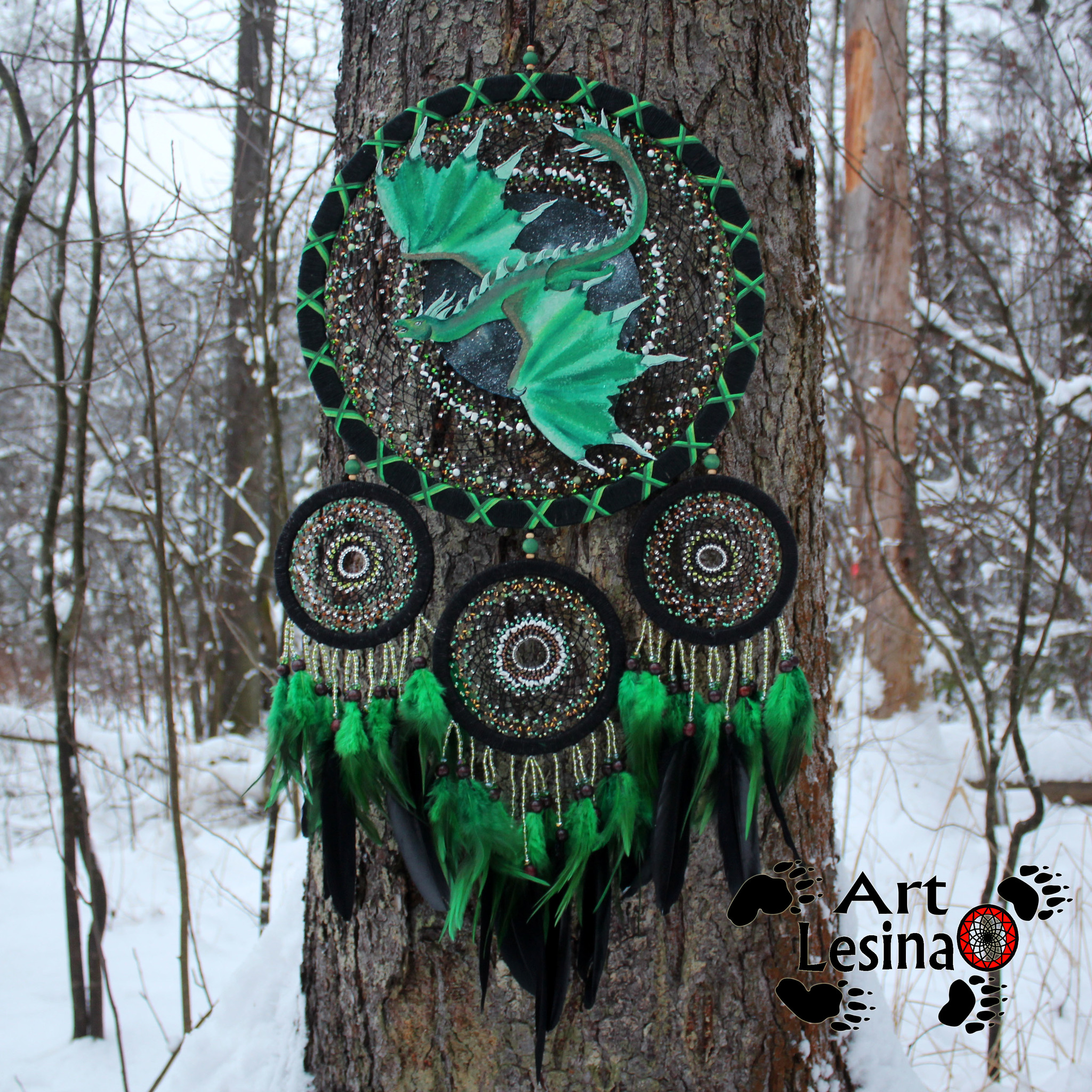 Keeper of Forest Treasures - My, The Dragon, Dreamcatcher, Presents, Indians, Needlework, Needlework without process, Longpost