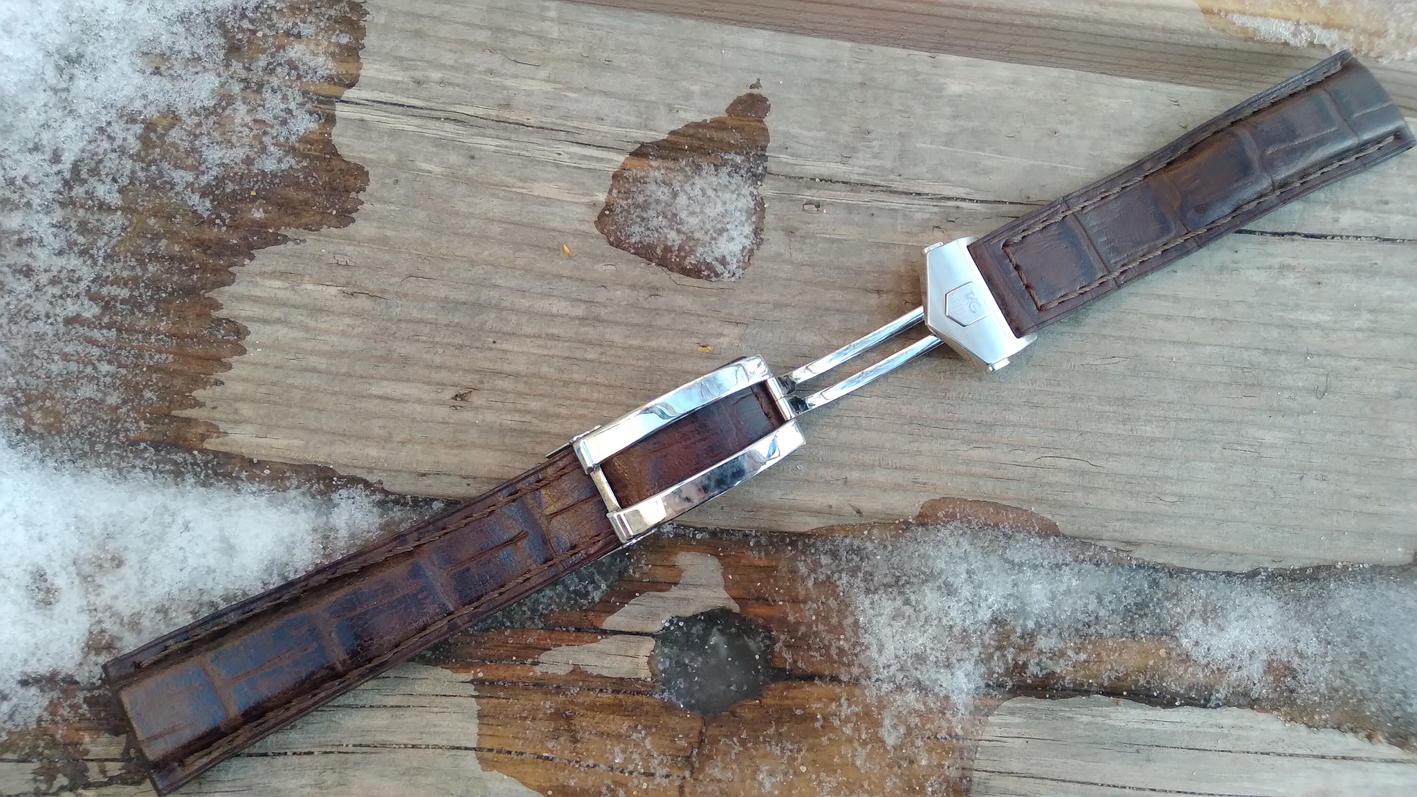 Watch Strap TAG HEUER FC6165. Calfskin leather strap with crocodile pattern. TAG HEUER FC6165 watch. Tag Heuer FC6235 - Needlework with process, Leather products, Handmade, Wrist Watch, With your own hands, Strap, Male, Womens, Natural leather, Presents, Accessories, Tag Heuer, Longpost