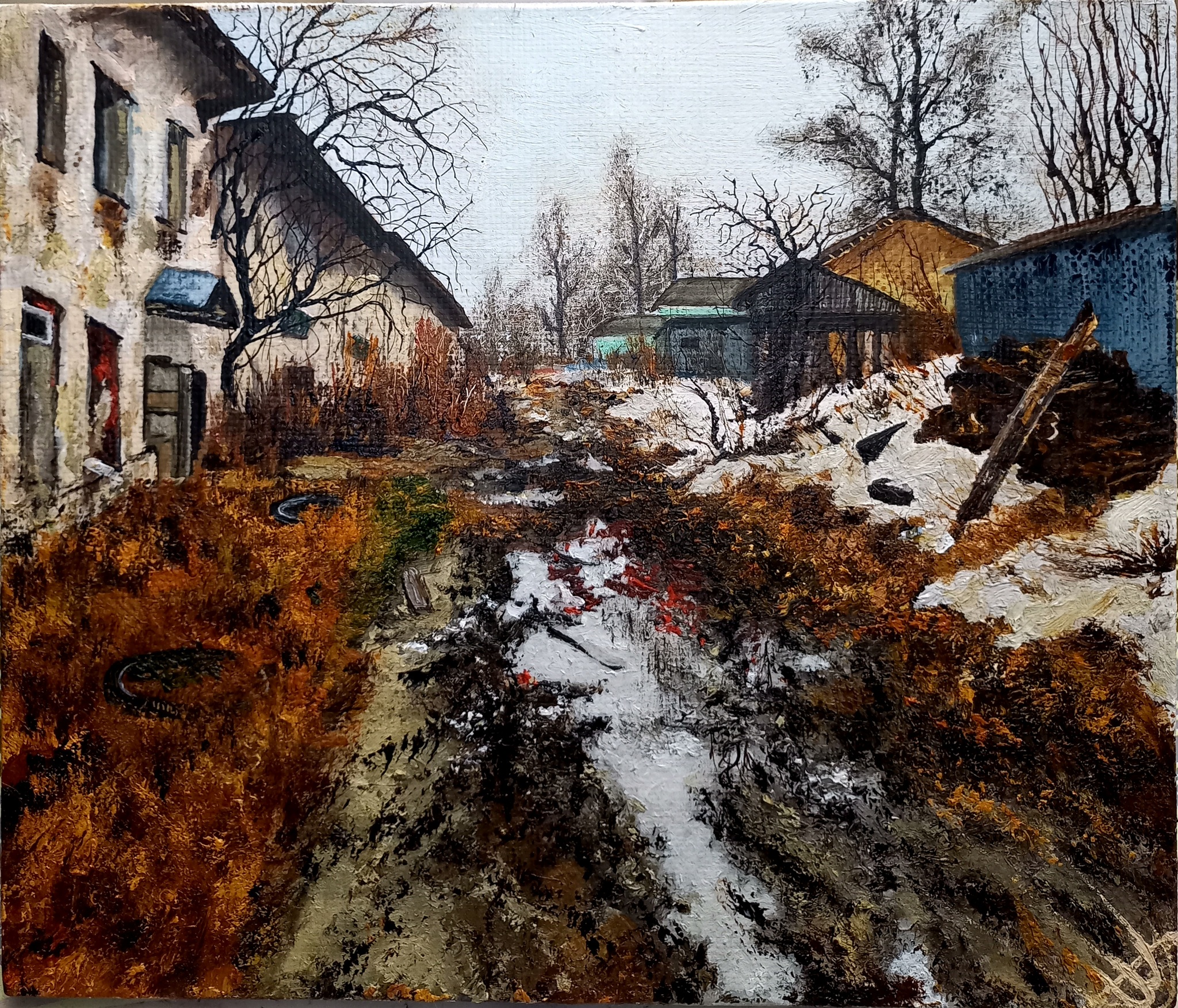 At the slums - My, Creation, Art, Artist, Landscape, Painting