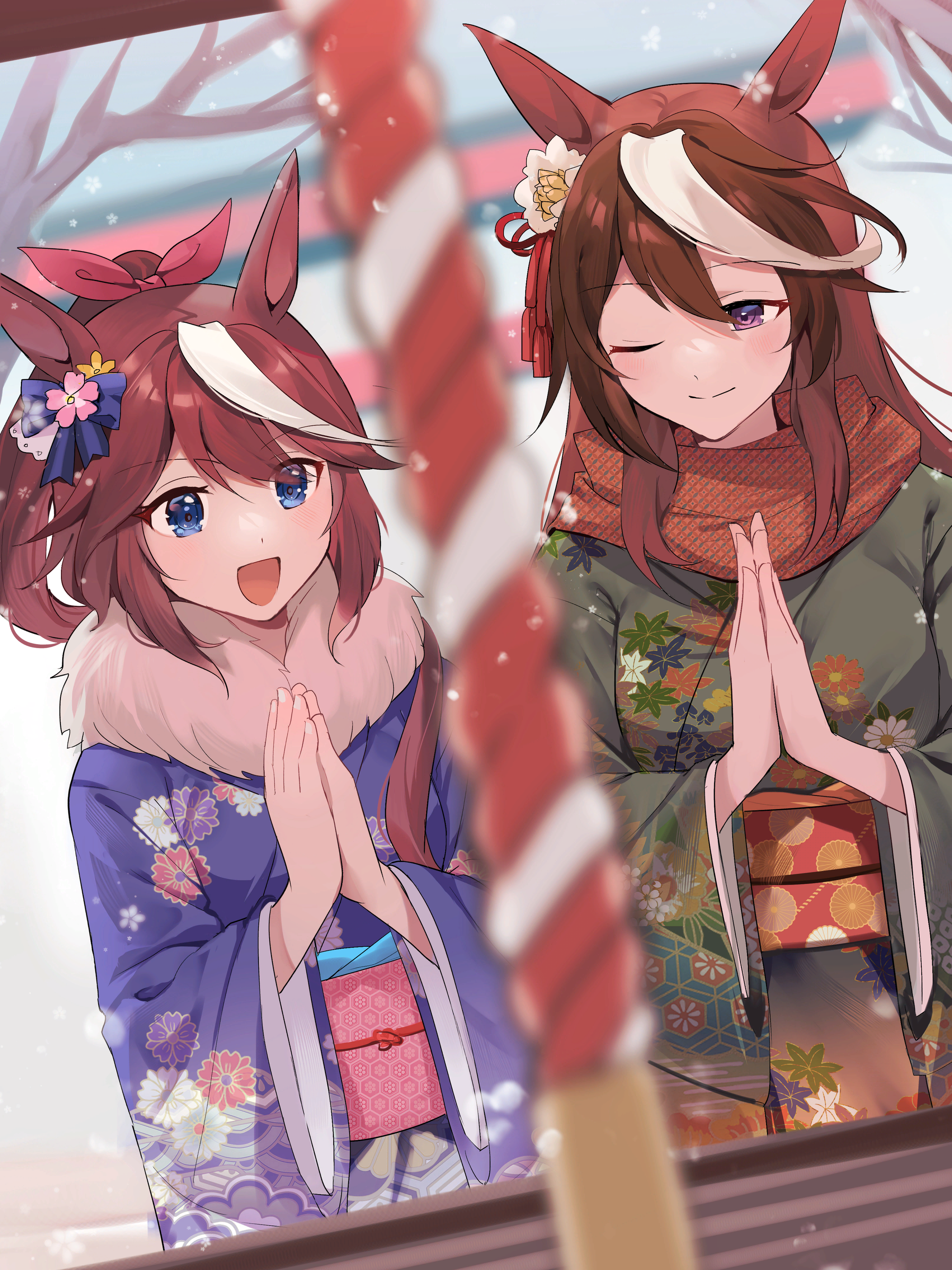 В храме на новый год - Uma Musume Pretty Derby, Tokai teio, Anime Art, Аниме, Animal Ears