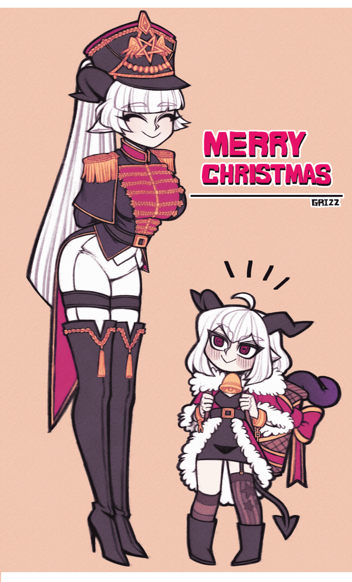 Merry Christmas! - Anime, Anime art, Helltaker, Baphomet, Krampus (Helltaker), Longpost