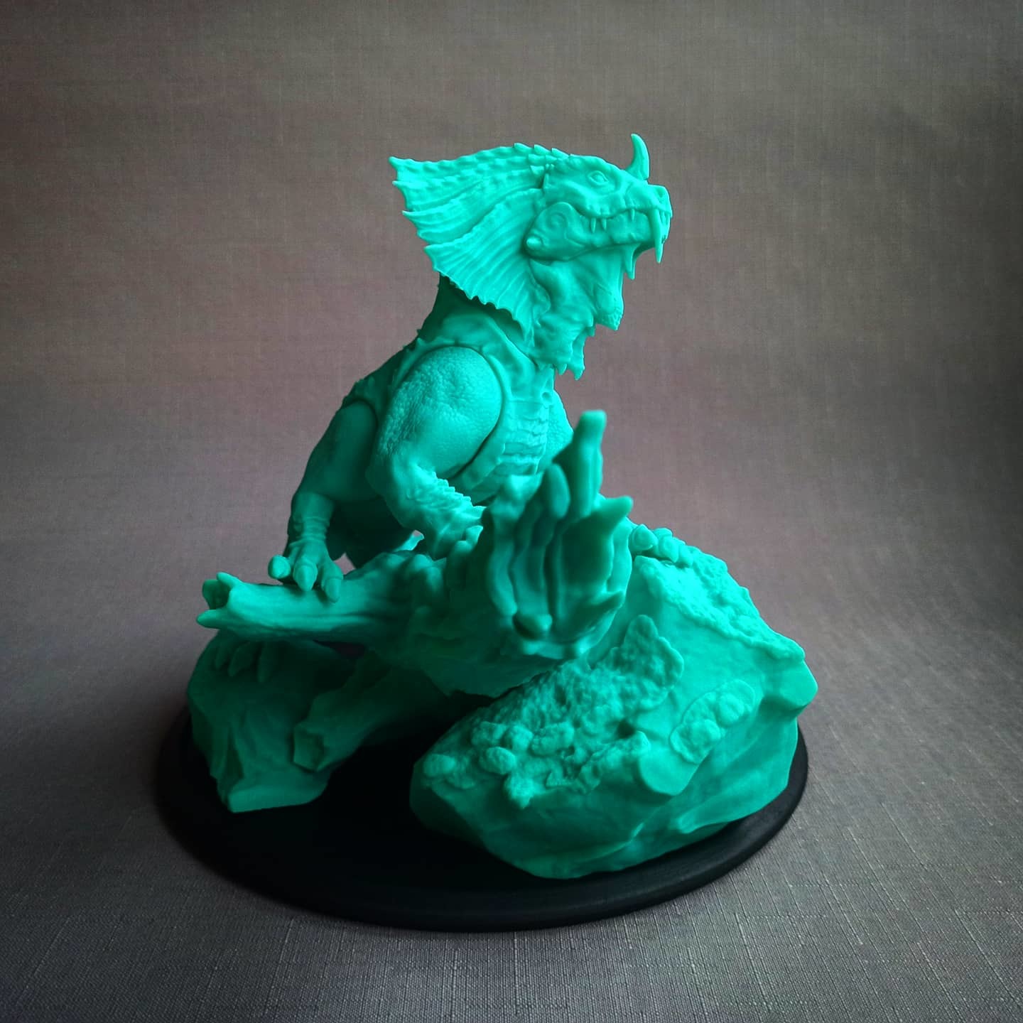 Basilisk - green serpent ... with paws - My, 3D печать, 3D printer, Figurines, Basilisk, HOMM III, Sculpture, Photopolymer printing, Longpost