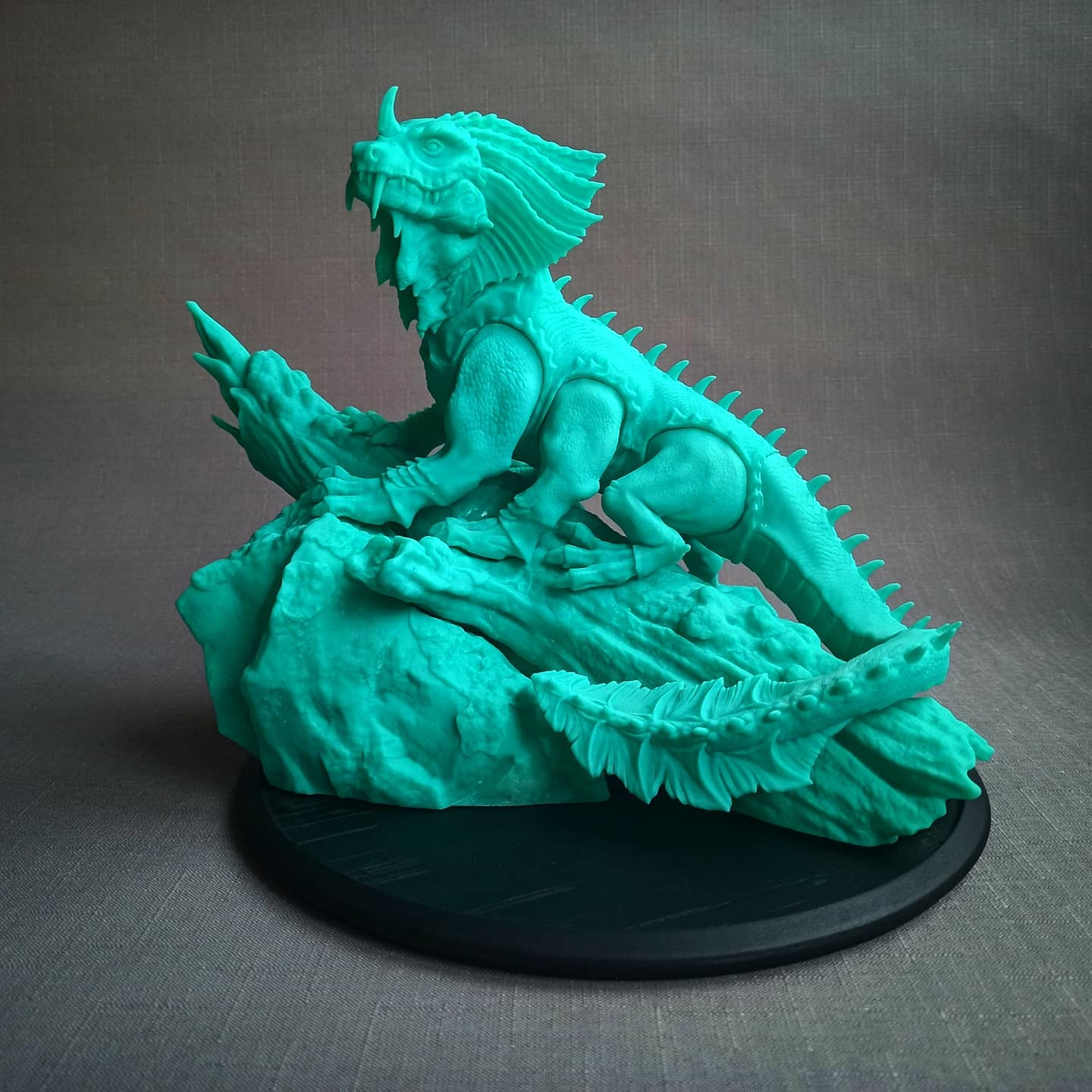 Basilisk - green serpent ... with paws - My, 3D печать, 3D printer, Figurines, Basilisk, HOMM III, Sculpture, Photopolymer printing, Longpost