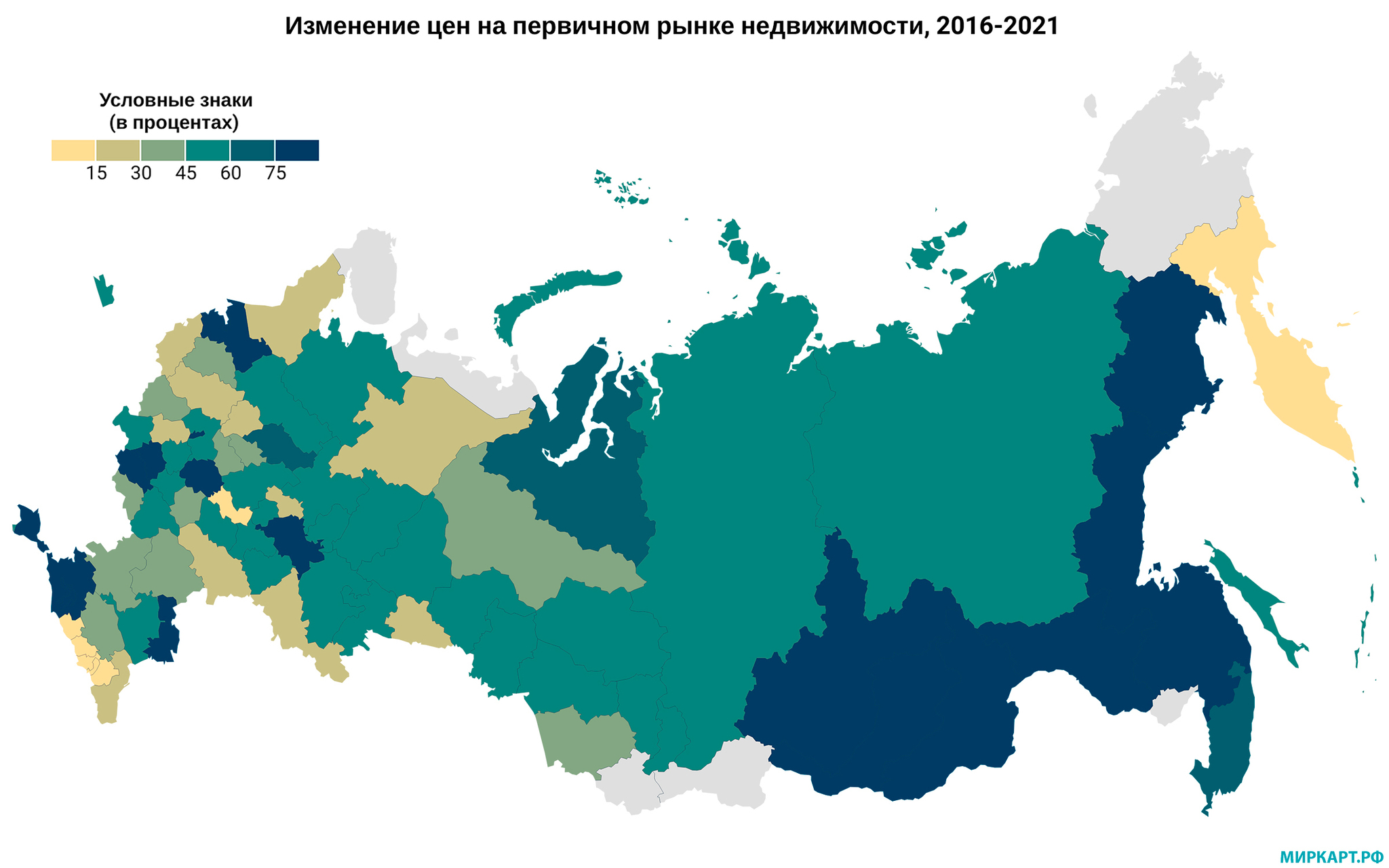 Изменение цен на недвижимость в России, 2016-2021 гг | Пикабу