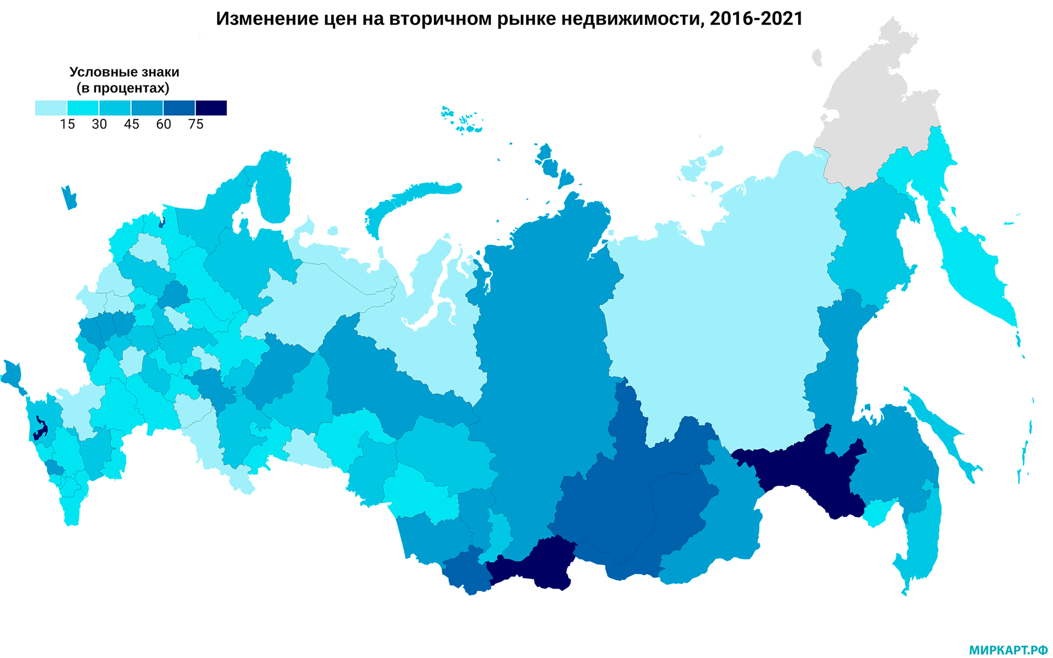 Изменение цен на недвижимость в России, 2016-2021 гг | Пикабу