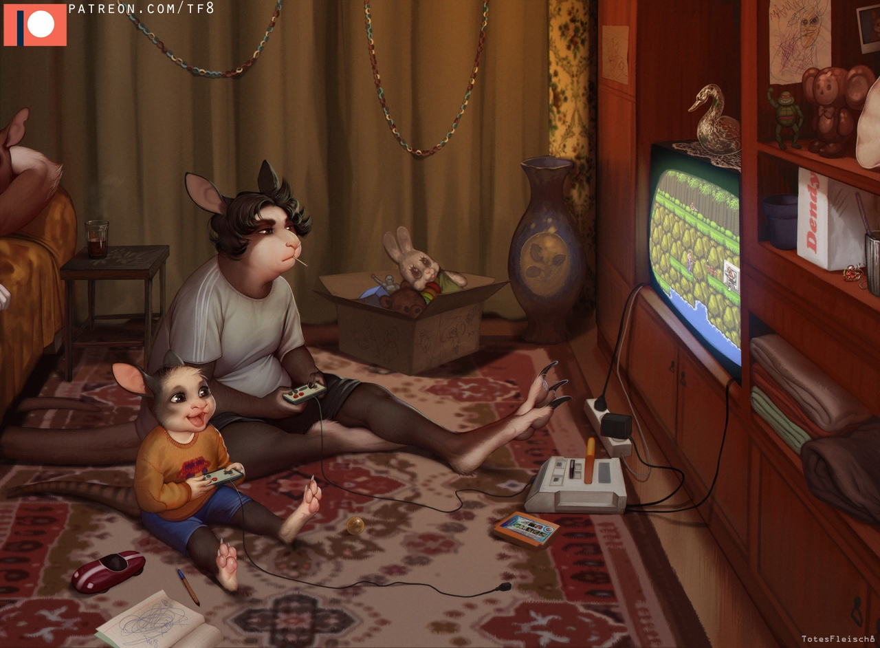 Nostalgia - Totesfleisch8, Furry, Furry art, Art, Digital drawing, Dendy, Contra