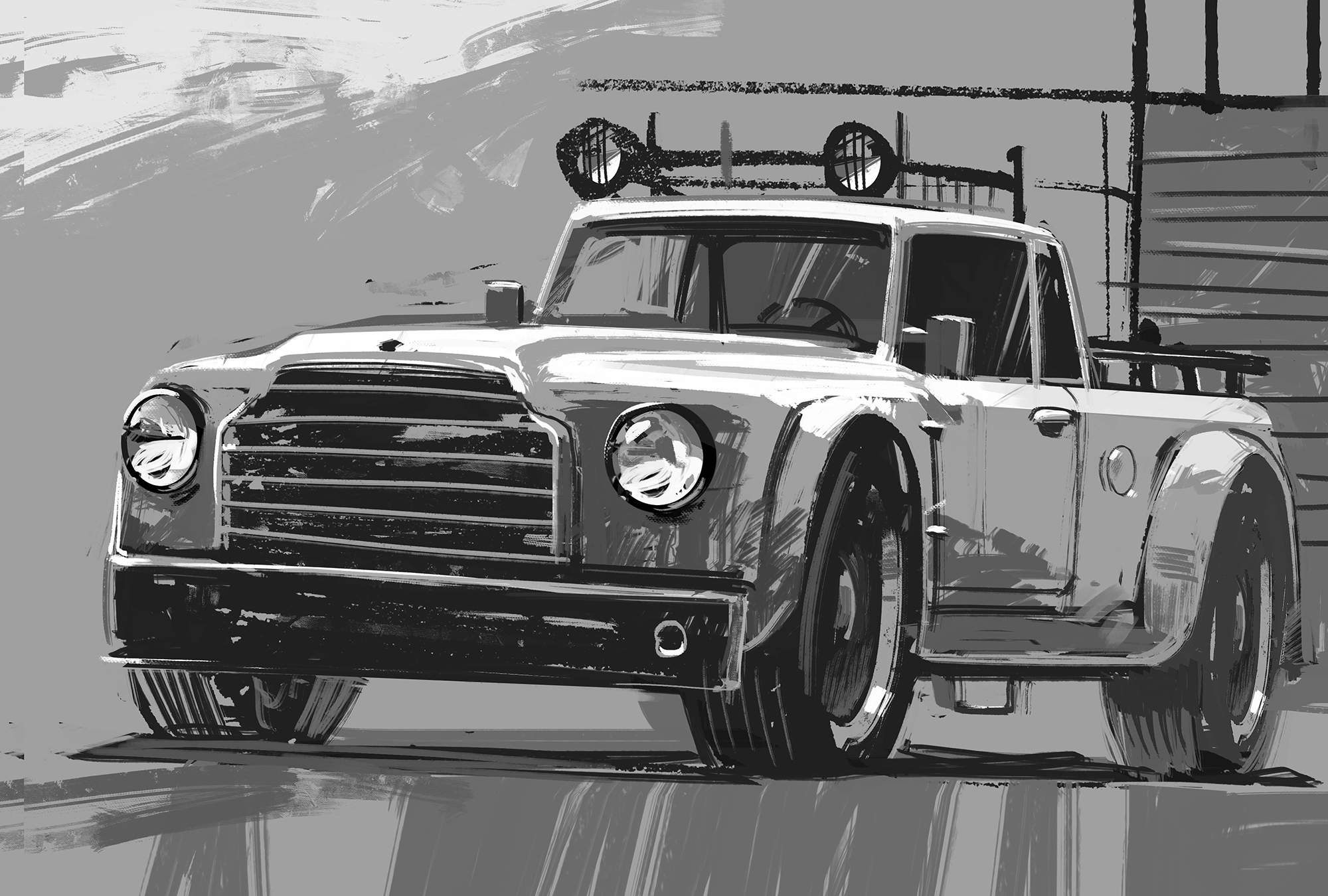 Truck - My, Illustrations, Auto, Motorists, Graphics, Painting, Painting