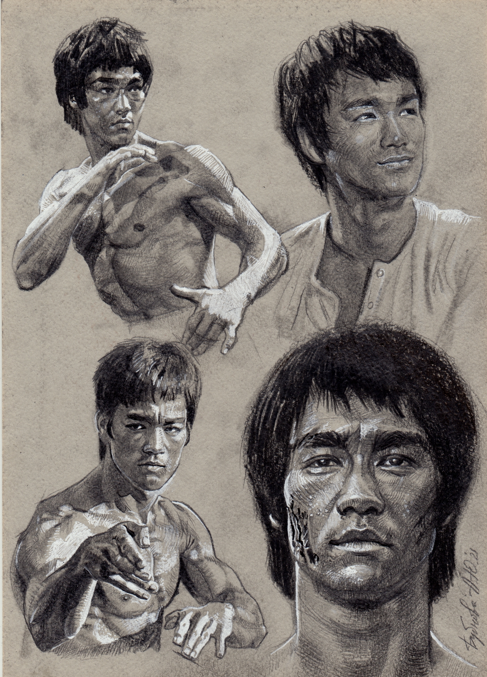 Pencil sketches. Victor Tsoy and Bruce Lee - My, Anna Bubnova, Viktor Tsoi, Bruce Lee, Sketch, KINO Group, Sketch, Portrait, Pencil drawing, Longpost