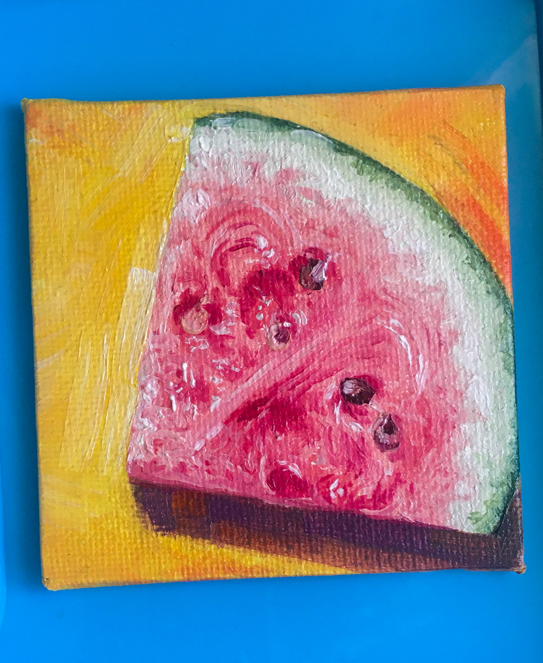 Magnets - My, Beginner artist, Painting, Butter, Magnets, Sky, Watermelon, Longpost