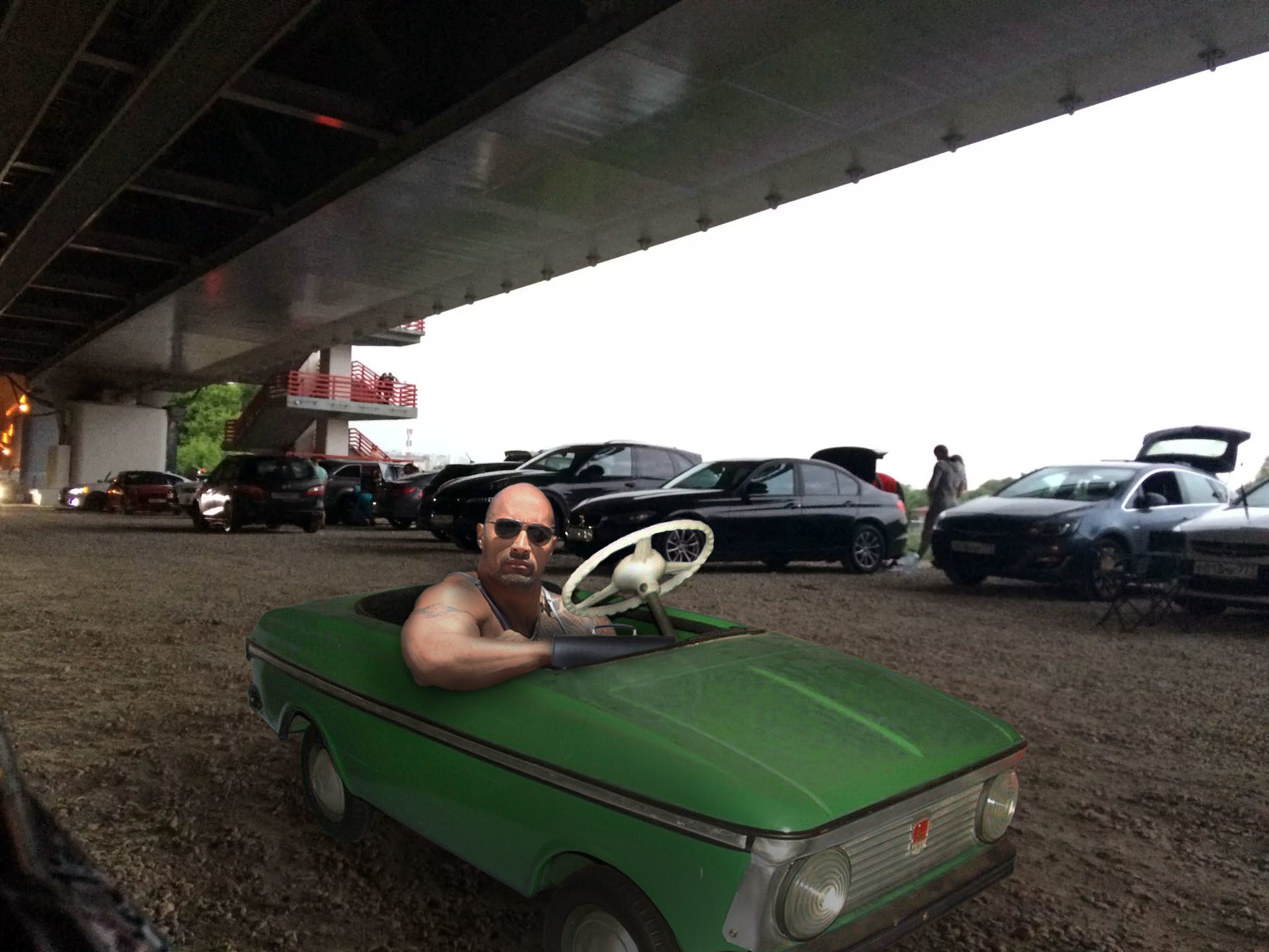 Coughed up a question under the bridge. Skala now does things in Russia, in Russian and on Russian wheelbarrows - My, Photoshop, Dwayne Johnson