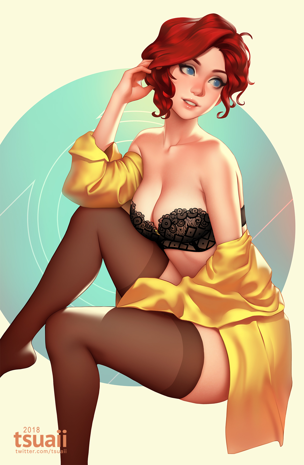 Girls by Tsuaii - NSFW, Tsuaii, Girls, Art, Red (Transistor), Original character, Fire emblem, Game Transistor, Raichiyo33, Game art, Games, Longpost, Swimsuit, Underwear