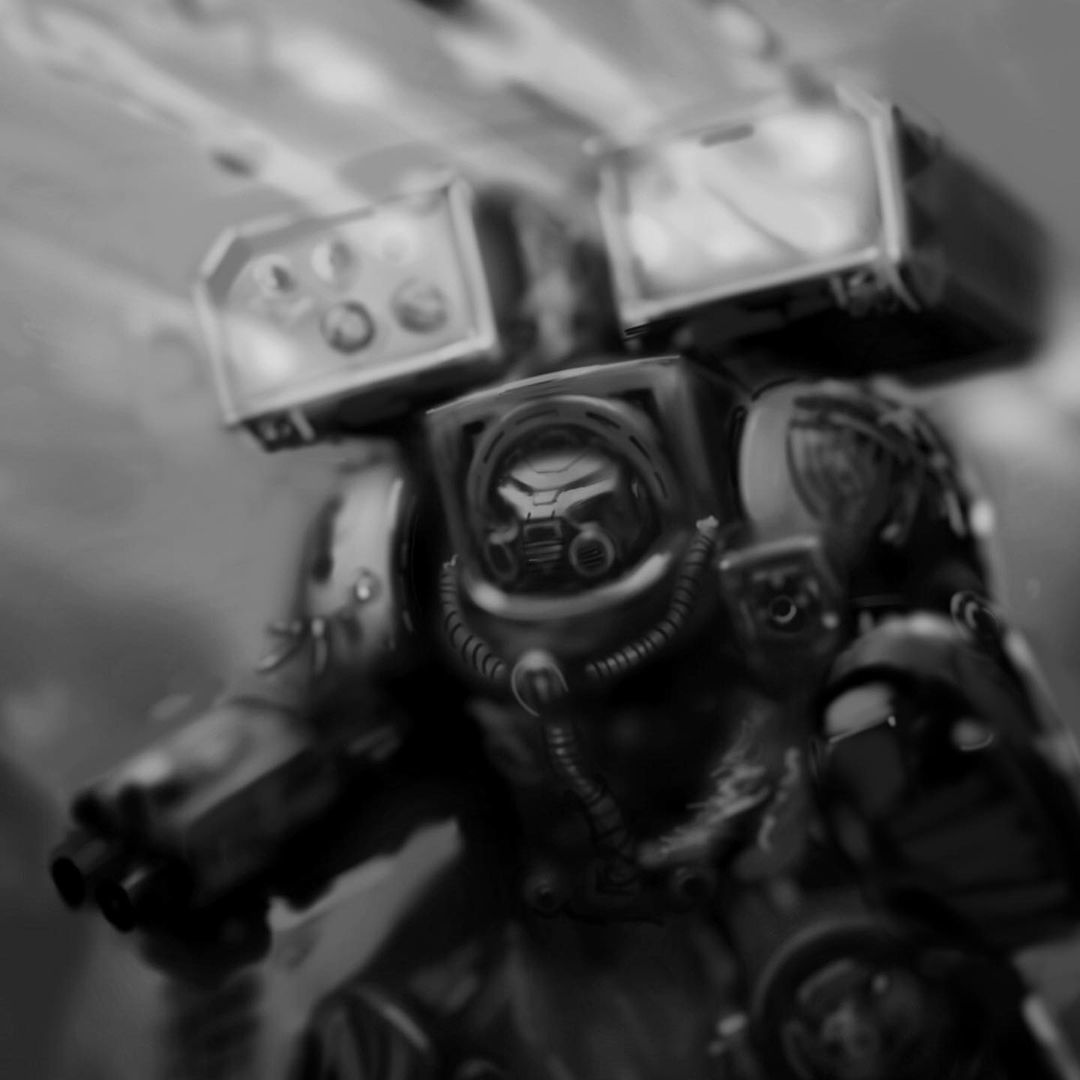 Wh40k Art by Oscar Obando - Oscar Obando, Wh Art, Warhammer 40k, Adeptus Astartes, Thunder Warriors, Chaos space marines, Drawing process, Video, Longpost