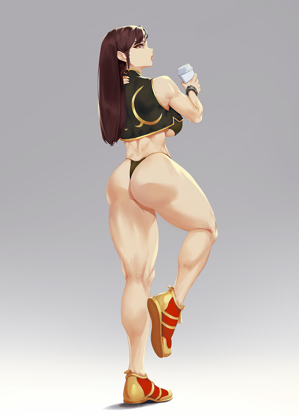 Chun-Li - NSFW, Strong girl, Art, Girls, Muscleart, Chun-Li, Street fighter, Booty, Pantsu, Longpost