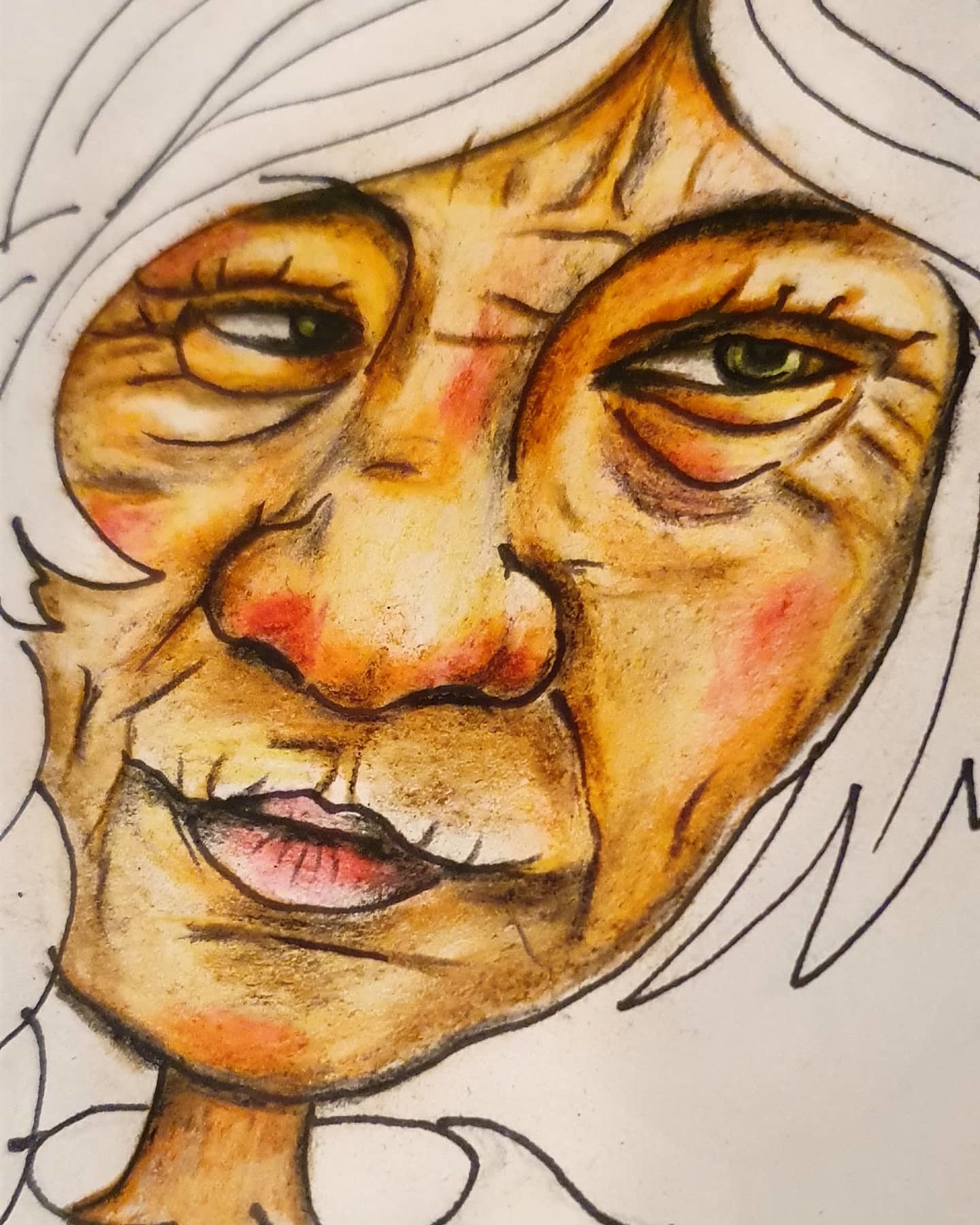 At 65+ you can do anything! - My, Longpost, Needlework with process, Colour pencils, Old lady, Art, Creation