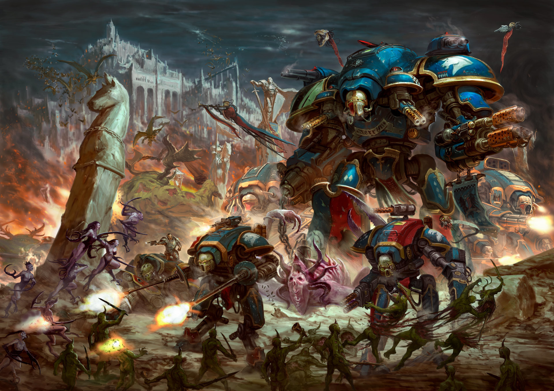 Wh40k Art by Tze Kun Chin - Warhammer 40k, Wh Art, Adeptus Astartes, Adepta Sororitas, Orcs, Imperial knight, Chaos space marines, Chaos daemons, Chaos Knight, Rogal Dorn, Tau, Imperial fists, Ultramarines, Gray knights, Adeptus Custodes, Adeptus Mechanicus, Black templars, Living Saint, Squigg, Warhammer 30k, Longpost