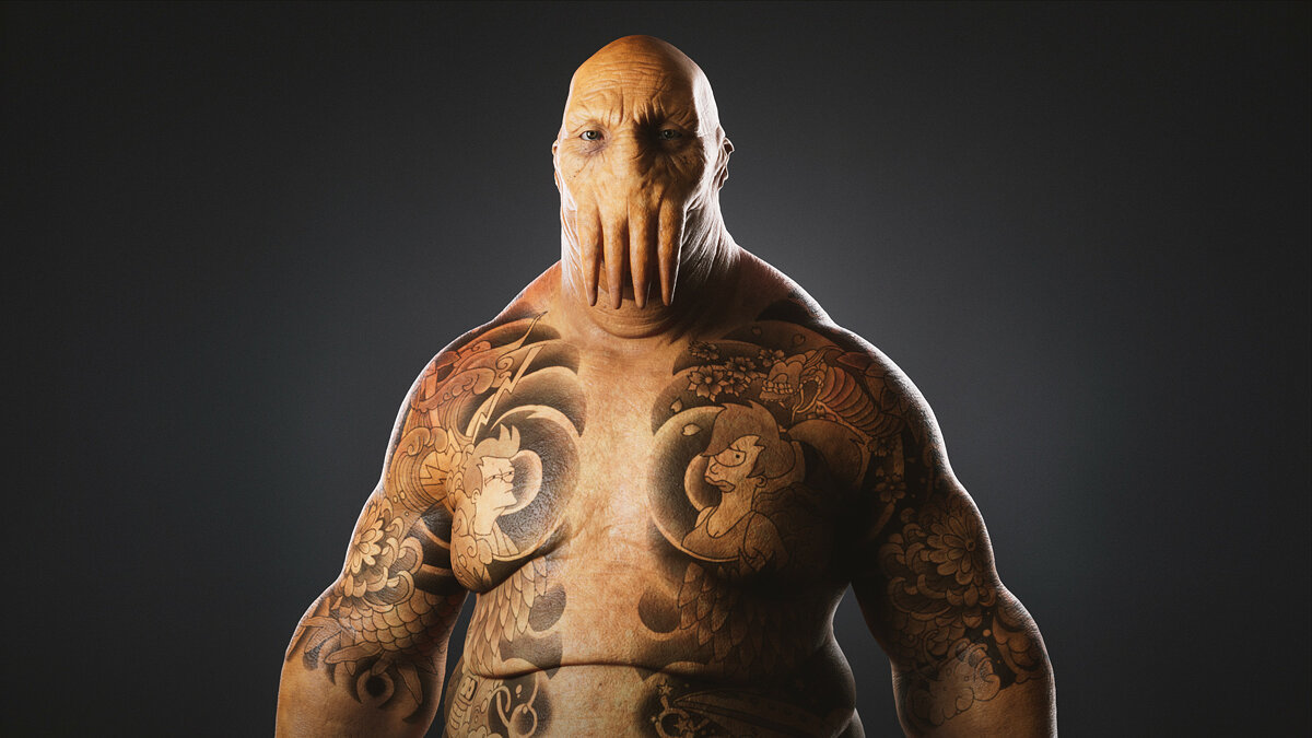 Zoidberg in 3D and tattoo - NSFW, Futurama, Zoidberg, Art, 3D, Yakuza, Tattoo, Longpost