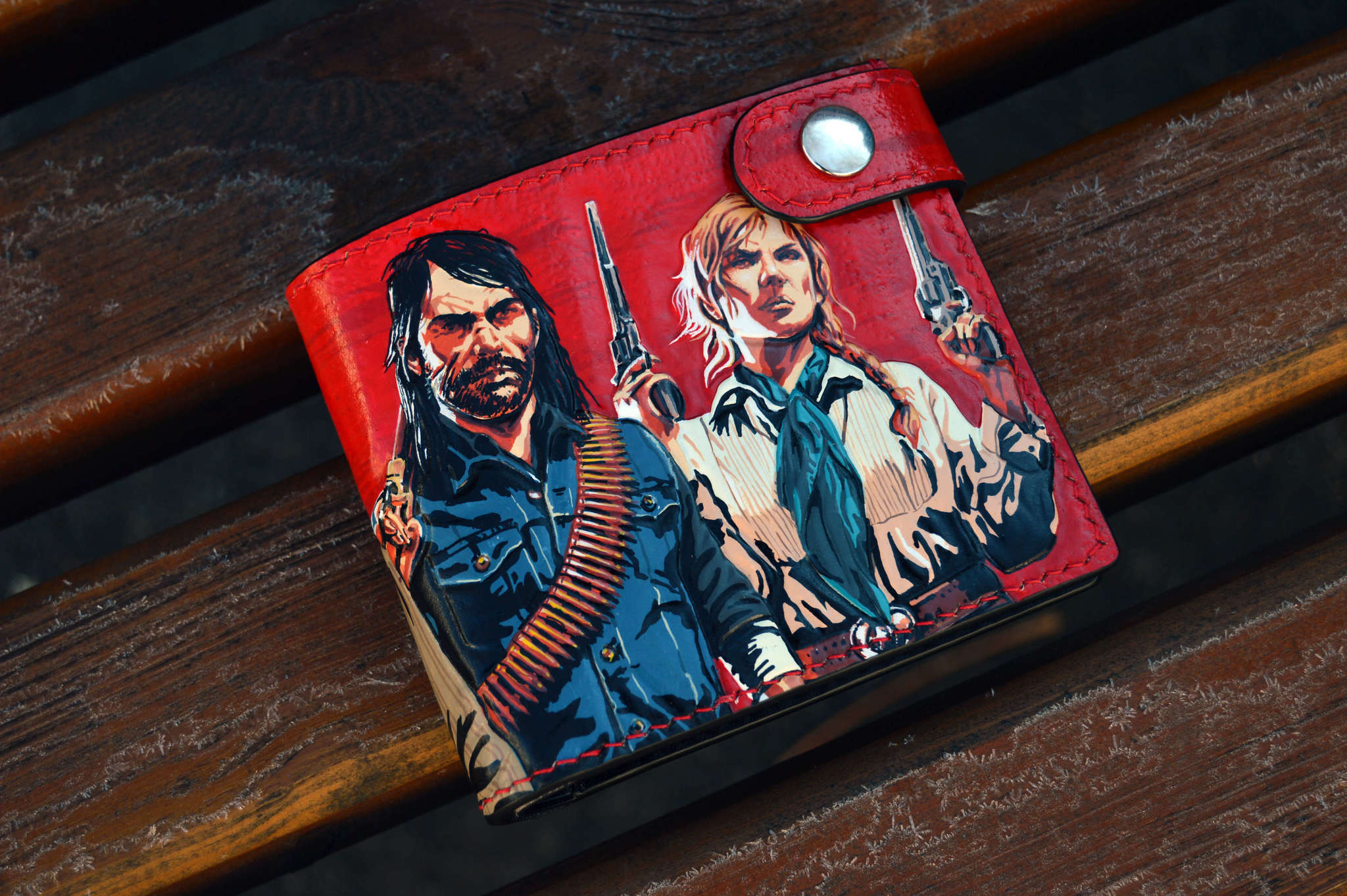 Wallet based on the game RDR II - My, Leather, Needlework without process, Wallet, Embossing on leather, Games, Computer games, Red dead redemption, Longpost