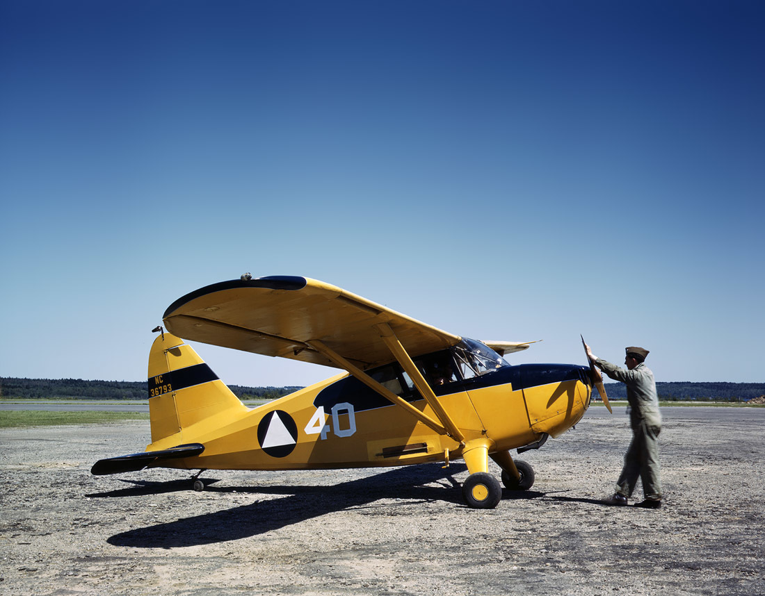 Лёгкий патрульный самолёт Stinson Voyager  Model 10A, 1943 - Авиация, Самолет, Kodak, Фотография, Старое фото