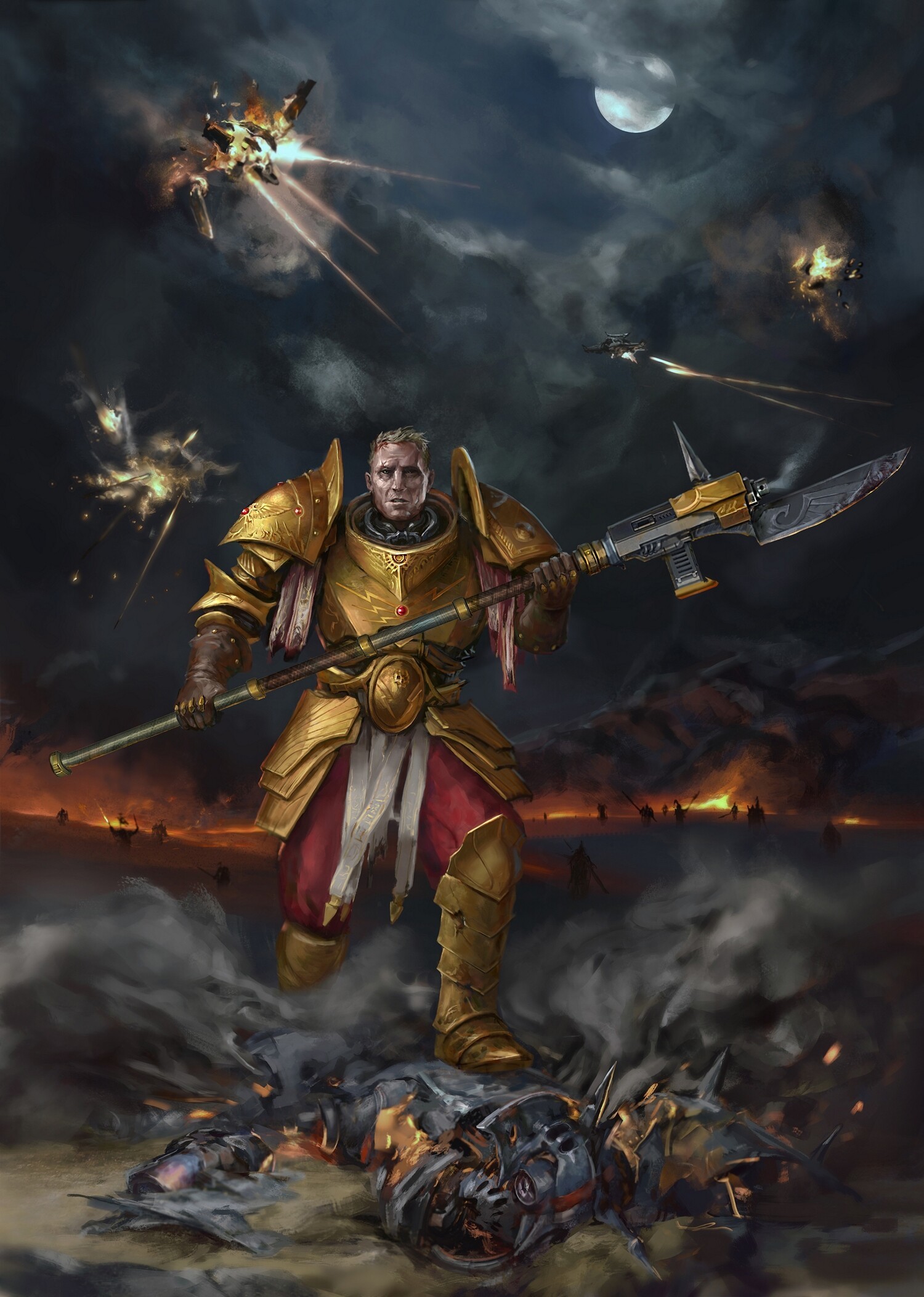 Never forget, never forgive & Chaos Marine by Dima Sokolov - Dima Sokolov, Warhammer 40k, Wh Art, Warhammer 30k, Chaos space marines, Adeptus Custodes, Thunder Warriors, Unification Wars, Longpost, Adeptus Astartes, Emperor`s Children, Possessed marines