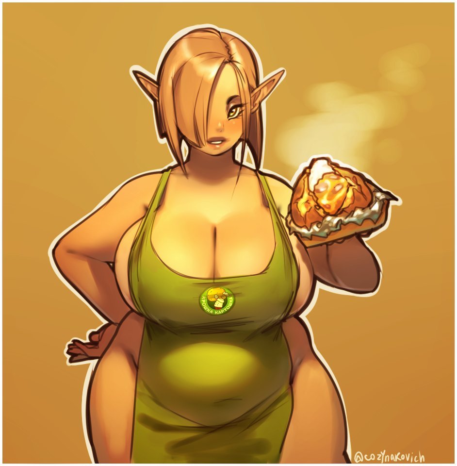 Lush Elf - NSFW, Fullness, Chubby art, Elves, Extra thicc