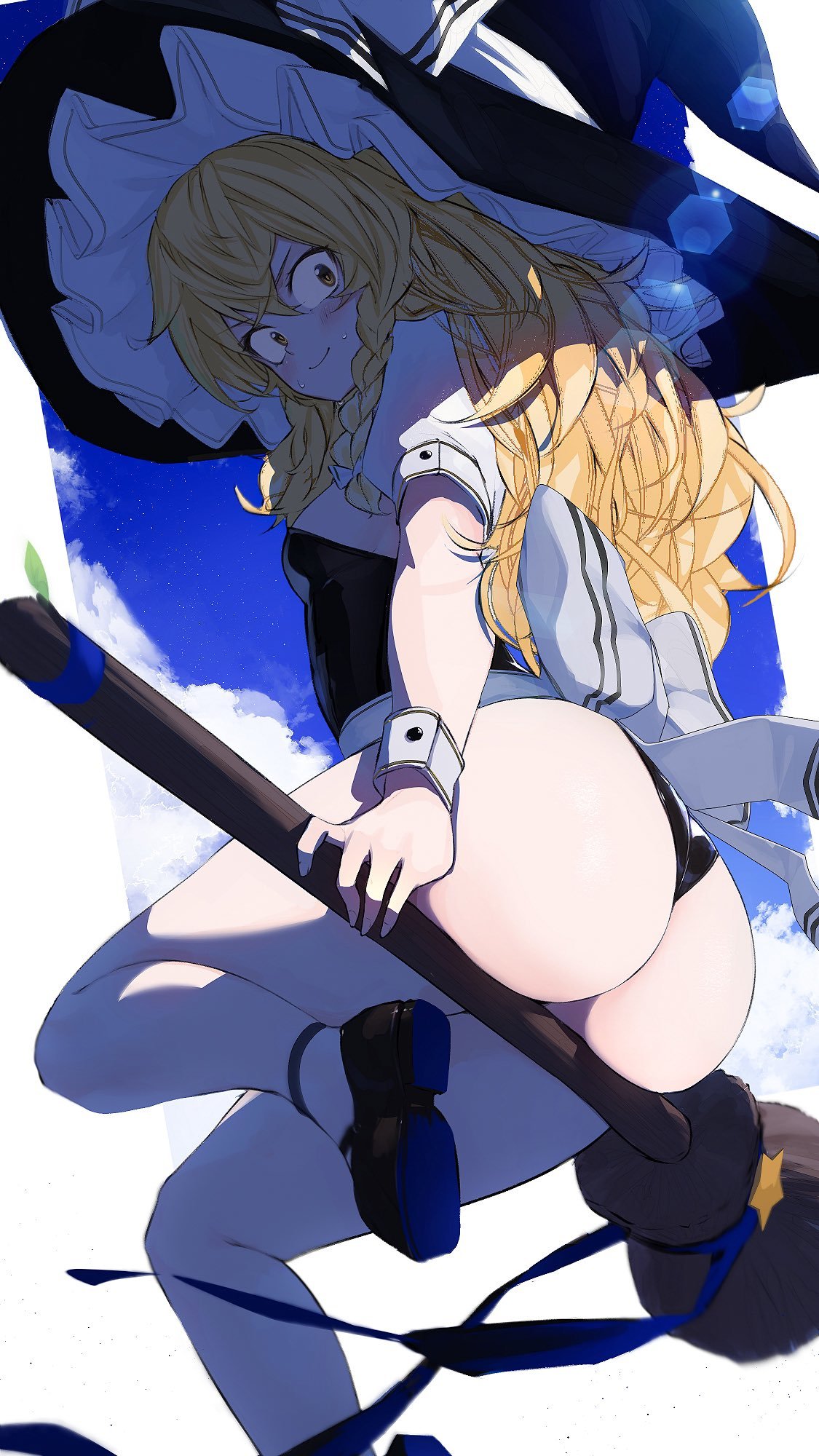 Kirisame marisa - NSFW, Touhou, Kirisame marisa, Anime, Anime art, Booty, Hand-drawn erotica, Erotic, Kashu