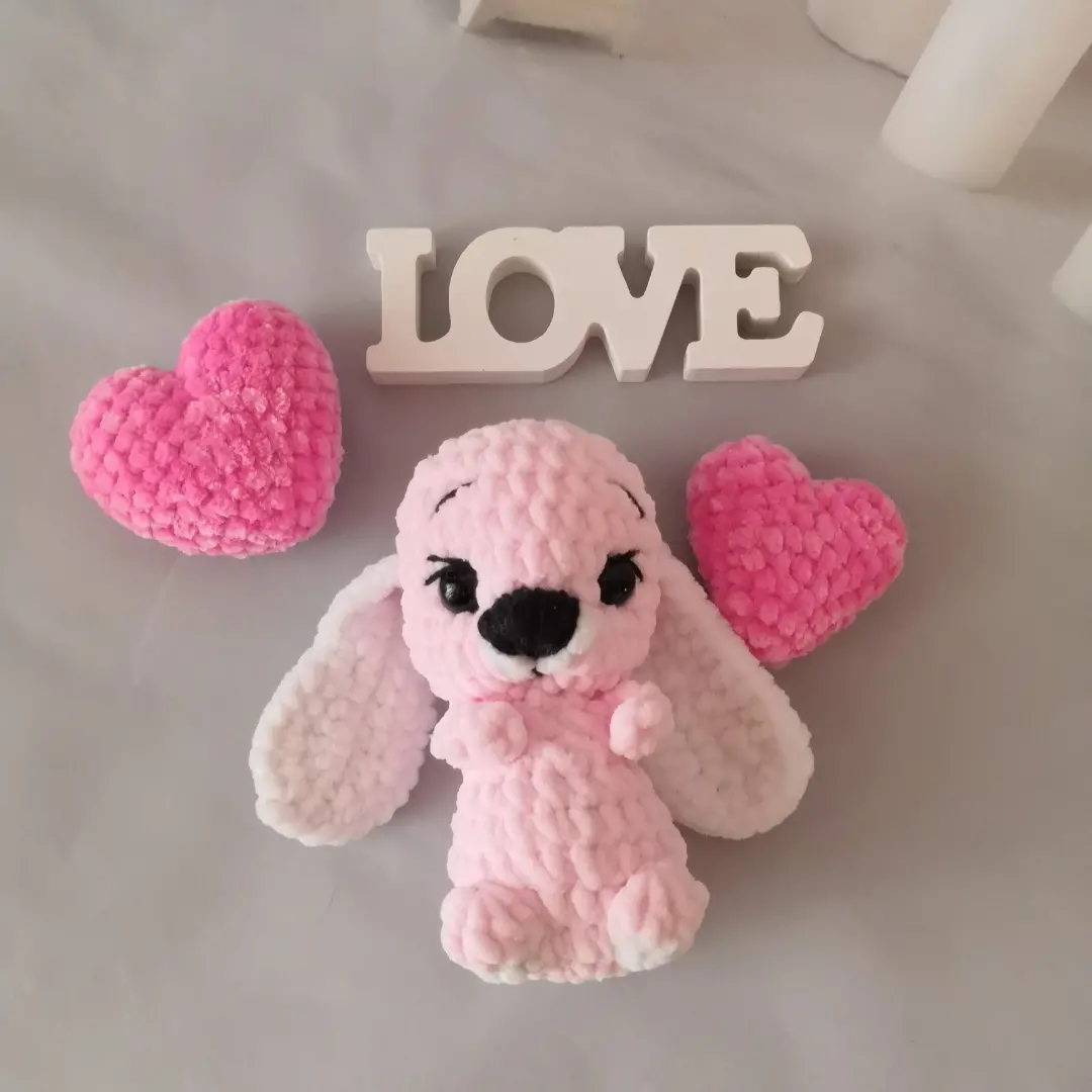 Bunny baby - My, Knitting, Crochet, Knitted toys, Soft toy, Presents, Valentine's Day, Needlework without process, With your own hands, Amigurumi, Longpost