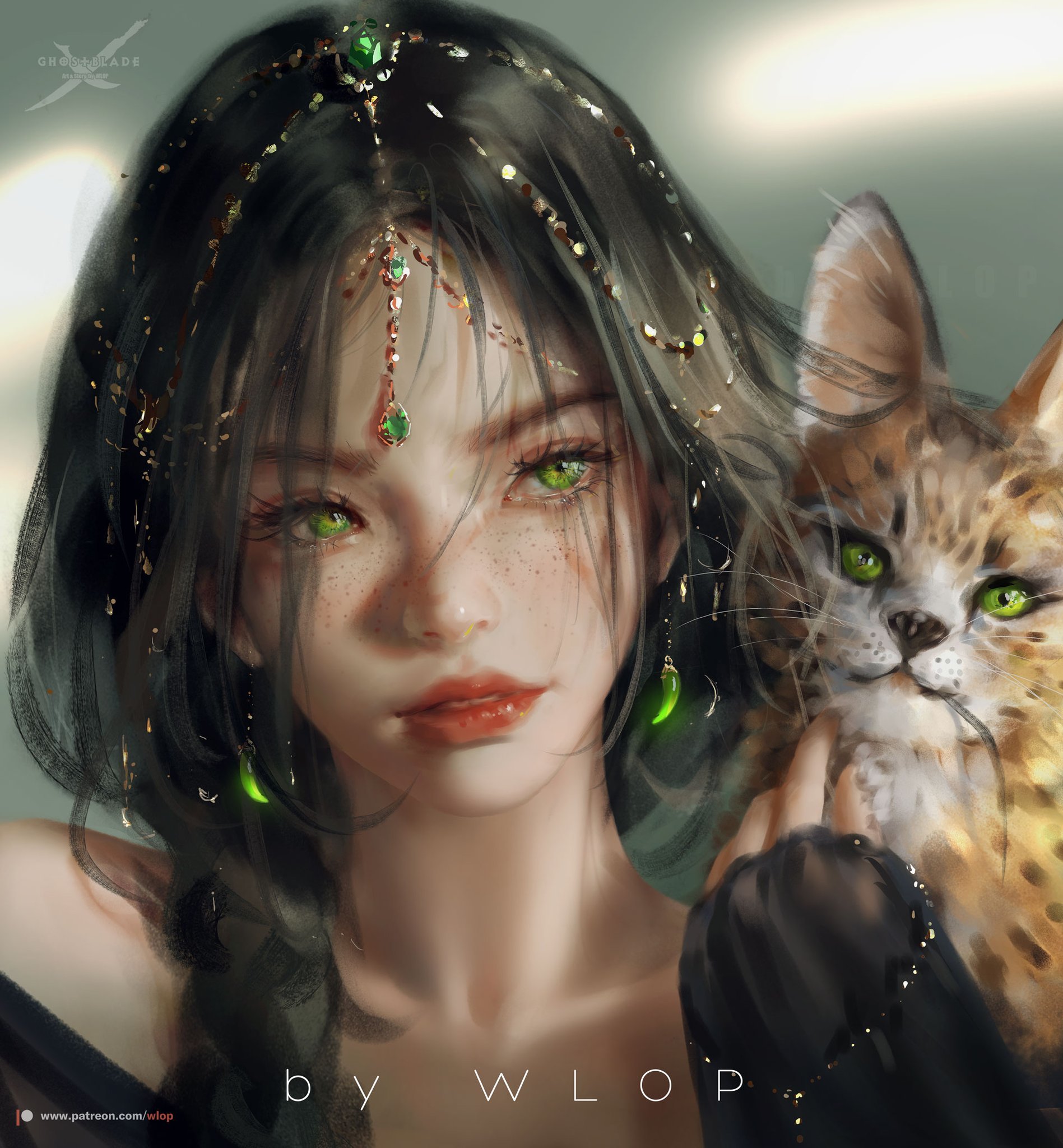 Towards the sun - Drawing, Ghostblade, Aeolian, Girls, Serval, The sun, Wlop, Art