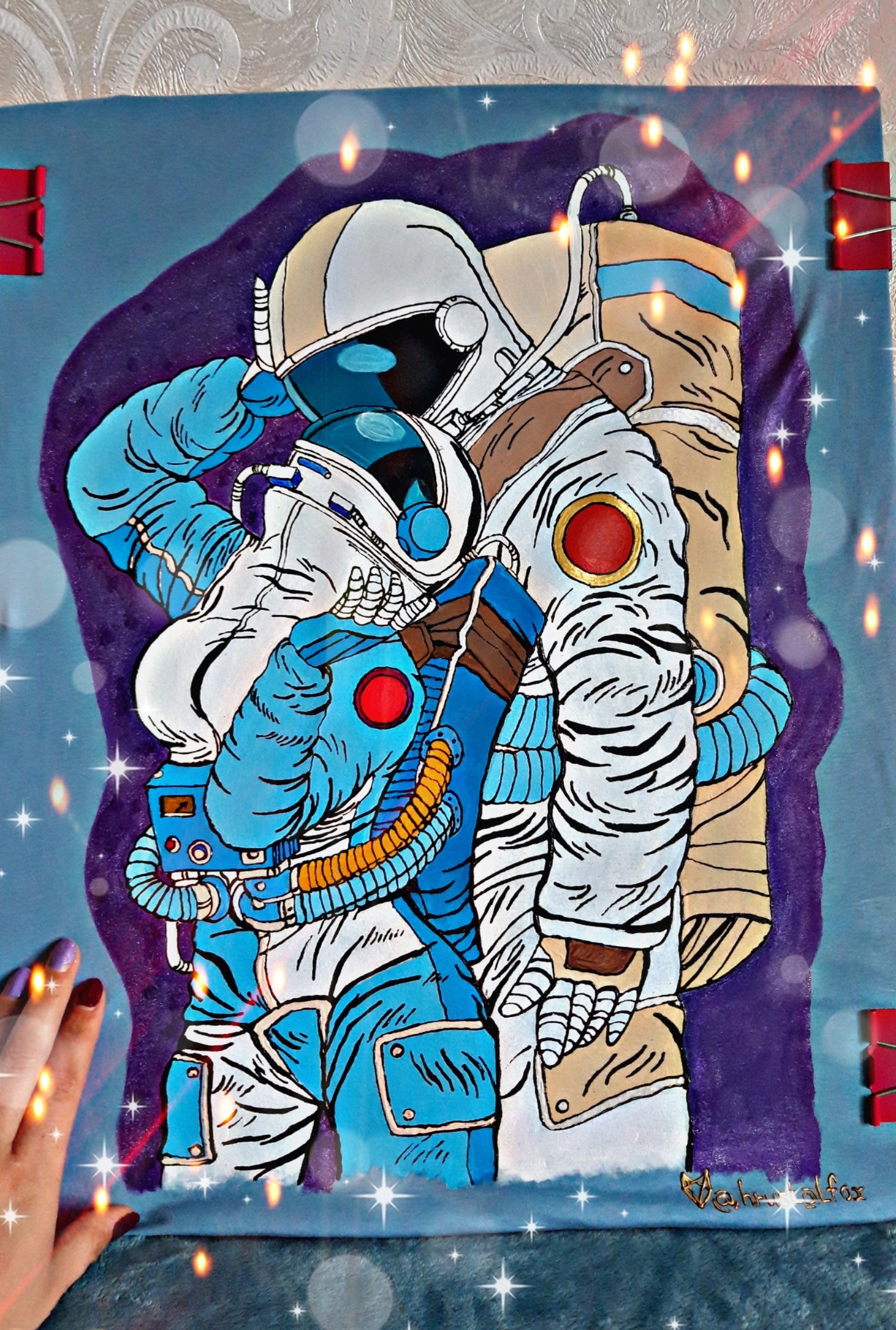 Cosmic Love - My, Space, Handmade, T-shirt, Painting on fabric, Love, With your own hands, Longpost