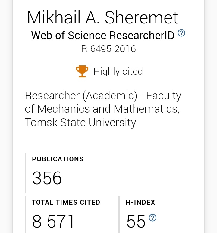 A mathematician from Tomsk entered the list of the most cited scientists in the world - Scientists, Mathematics, Siberia, Tomsk, Rating, Hirsch index, Longpost