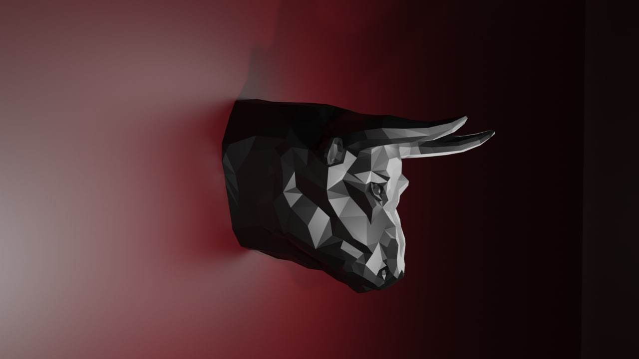 Bull's head for restaurant facade decor - My, Low poly, Sculpture, Bull, Papercraft, 3D modeling, Blender, Nvidia RTX, Nvidia, Mat, Video, Longpost