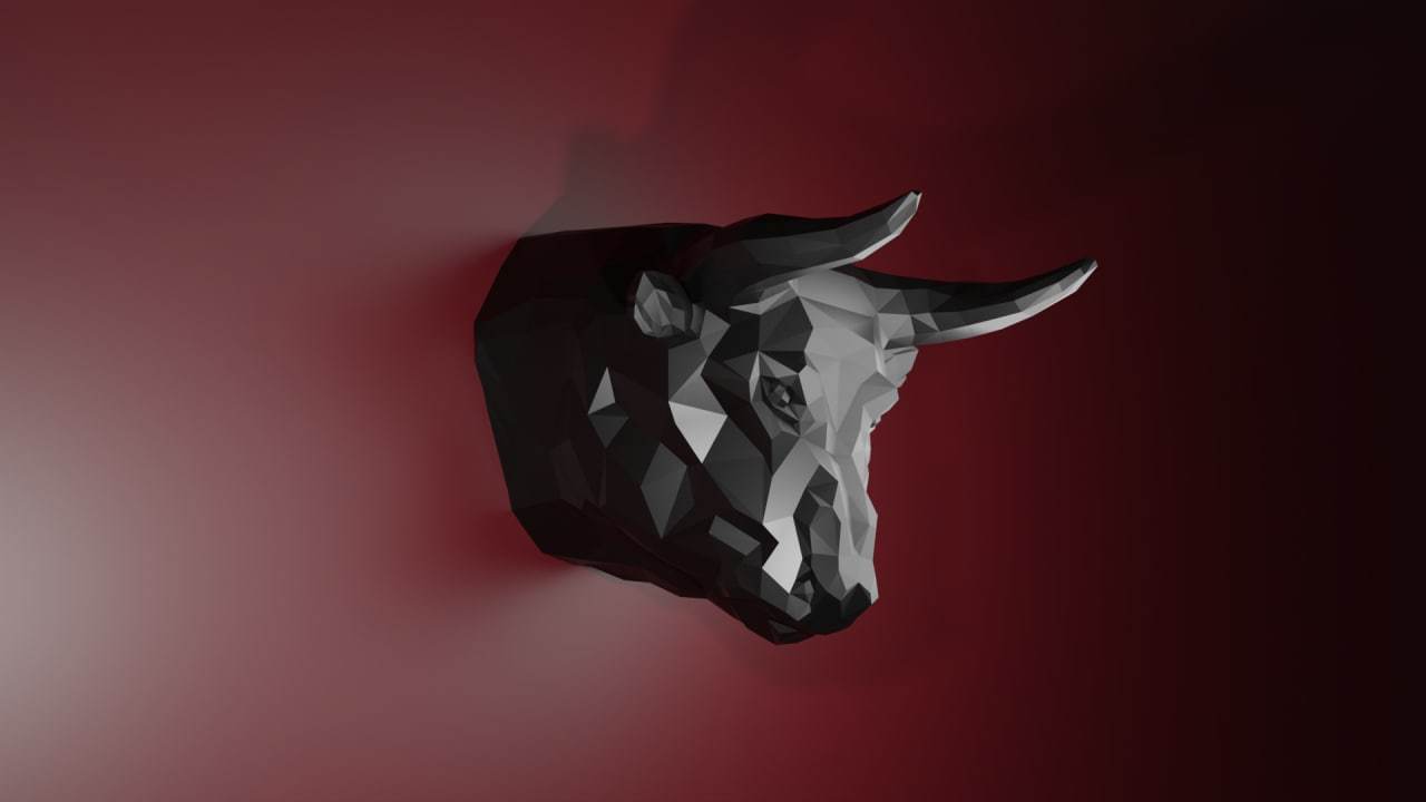 Bull's head for restaurant facade decor - My, Low poly, Sculpture, Bull, Papercraft, 3D modeling, Blender, Nvidia RTX, Nvidia, Mat, Video, Longpost