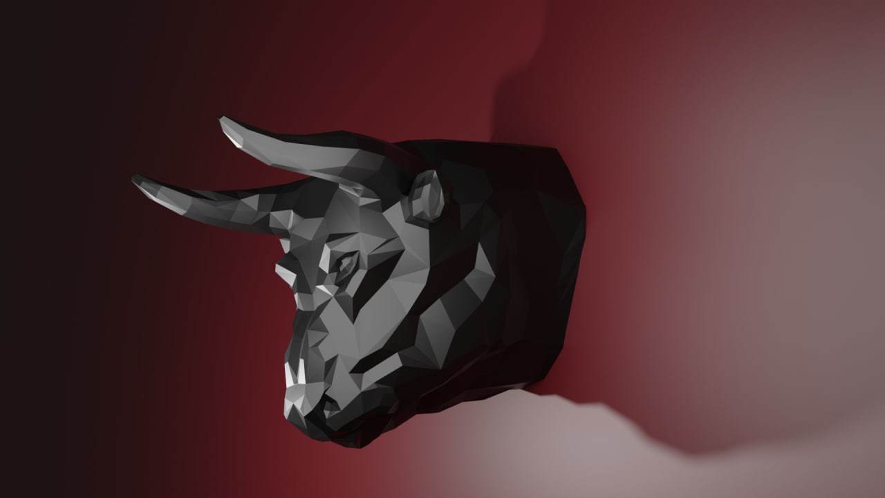 Bull's head for restaurant facade decor - My, Low poly, Sculpture, Bull, Papercraft, 3D modeling, Blender, Nvidia RTX, Nvidia, Mat, Video, Longpost