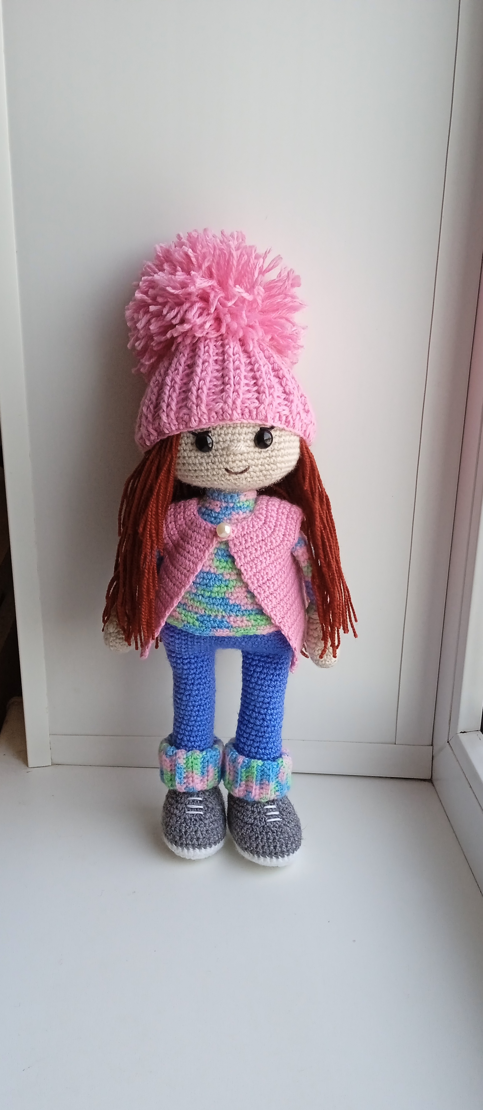 Knitted doll - My, Crochet, Amigurumi, Knitted toys, Needlework without process, Hobby, Knitting, Toys, Longpost