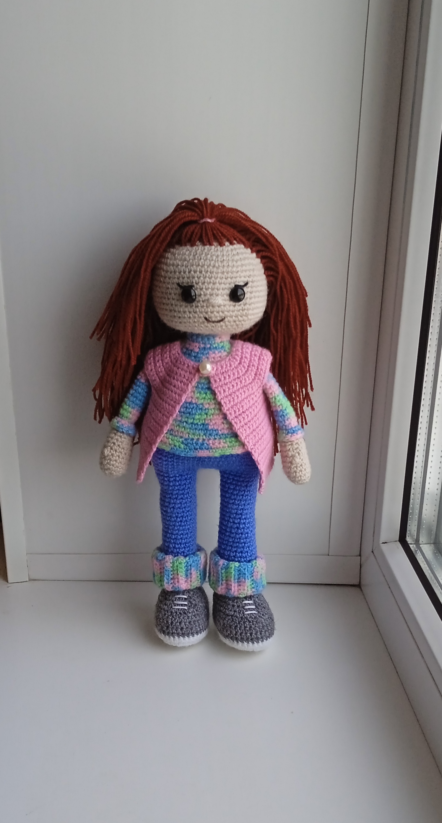 Knitted doll - My, Crochet, Amigurumi, Knitted toys, Needlework without process, Hobby, Knitting, Toys, Longpost