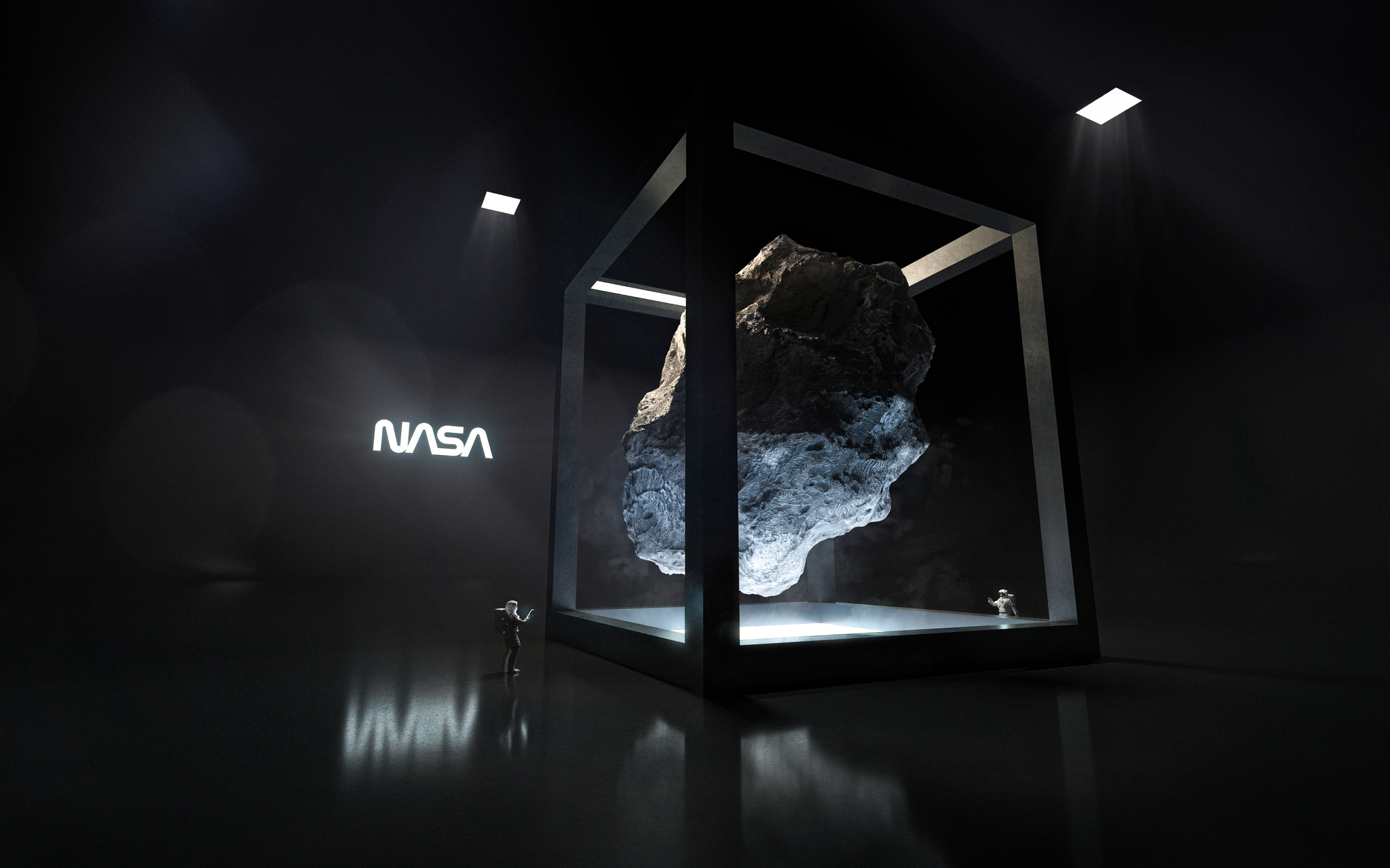 Laboratory - My, Space, Asteroid, Meteorite, NASA, Astronaut, Science fiction, Art, 3D, Photoshop, Computer graphics, 3D modeling
