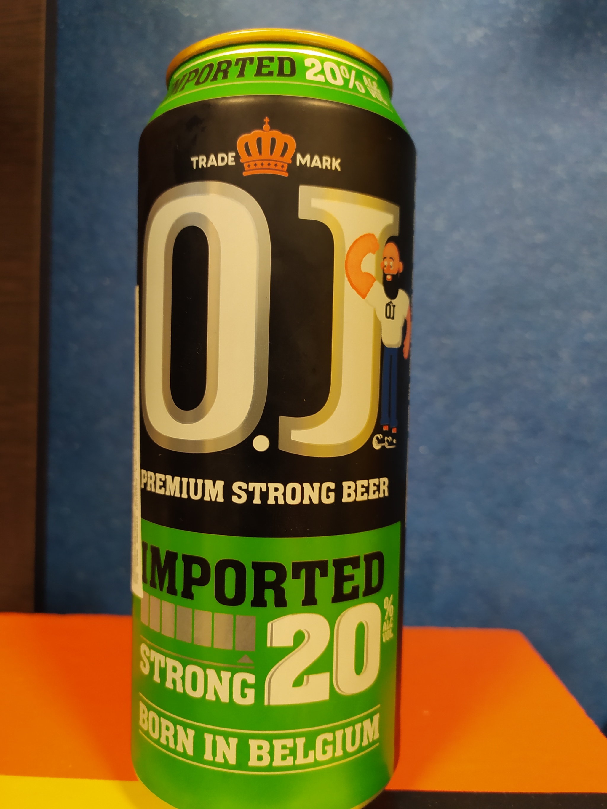 O. J. Premium strong 20%alc. (Belgium) - My, Beer, Brewing, Longpost, Belgium, Jar, Opinion, Aluminum can, Alcohol, Craft beer, Craft, Overview, Sommelier, Ruff, Mat