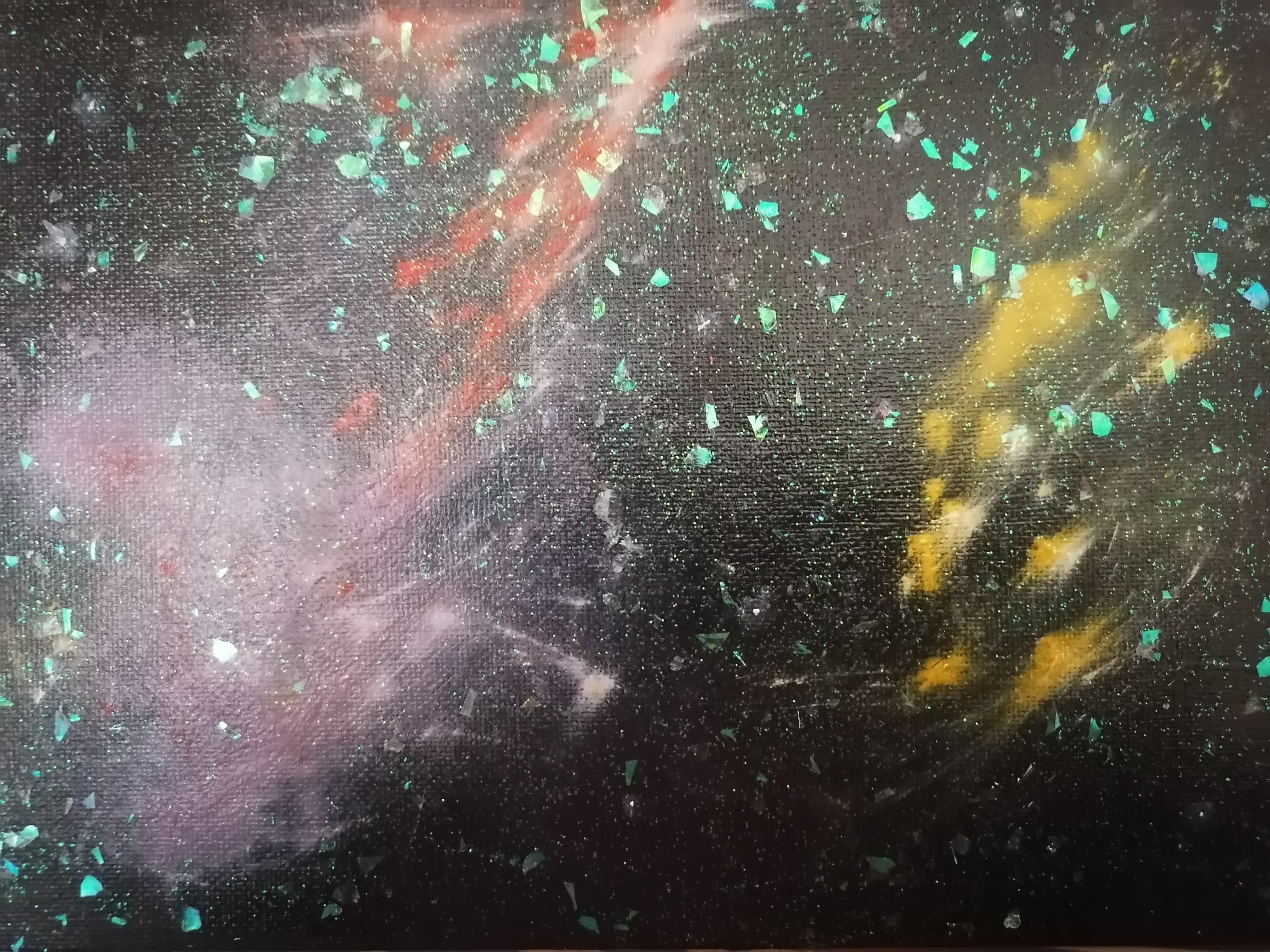 Acrylic oil on cardboard canvas 1824 - My, Oil painting, Art, Space, Painting