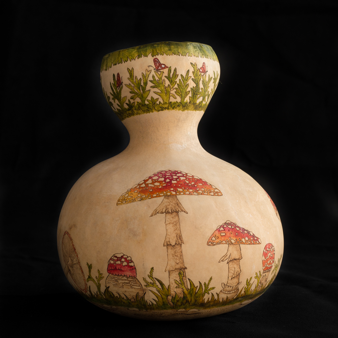 Burning of fly agarics on kalebas - My, Pyrography, Fly agaric, Video, Longpost