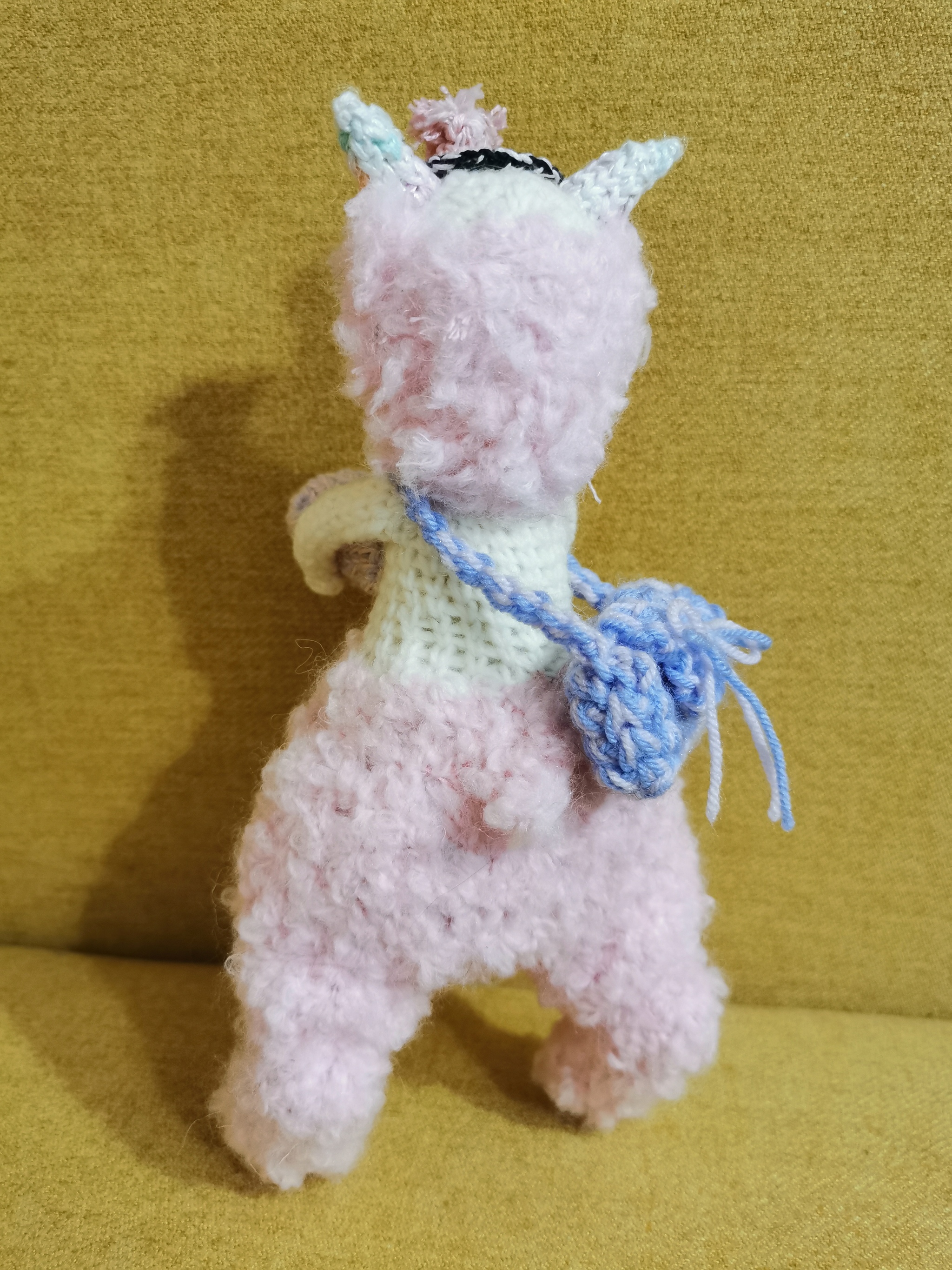 Albino satyr or scrap of yarn residues) - My, Satyr, Albino, Pink, Yarn, Crochet, Longpost