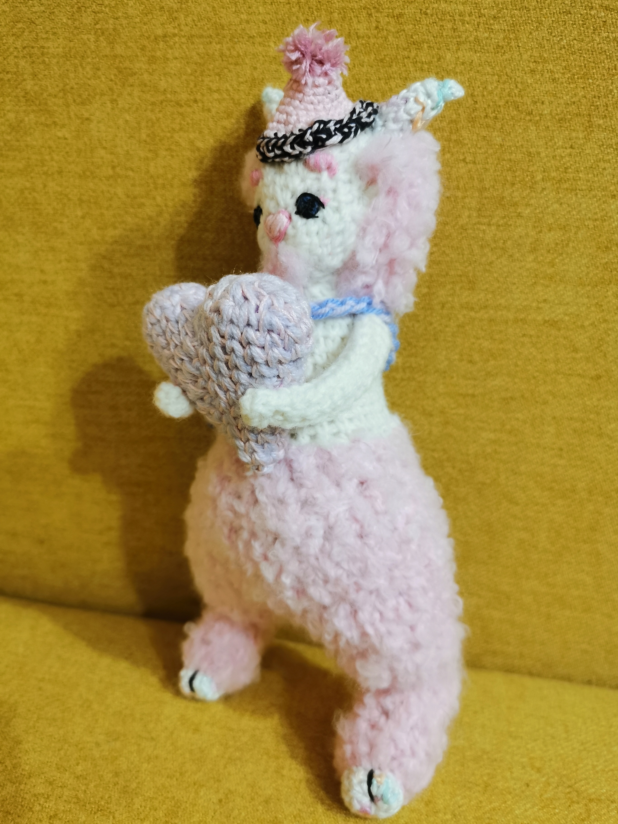 Albino satyr or scrap of yarn residues) - My, Satyr, Albino, Pink, Yarn, Crochet, Longpost