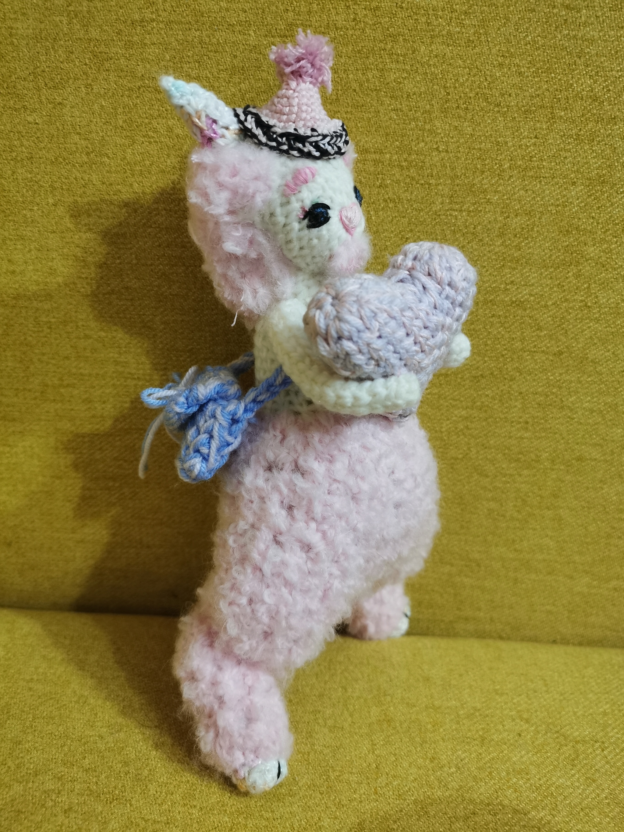 Albino satyr or scrap of yarn residues) - My, Satyr, Albino, Pink, Yarn, Crochet, Longpost