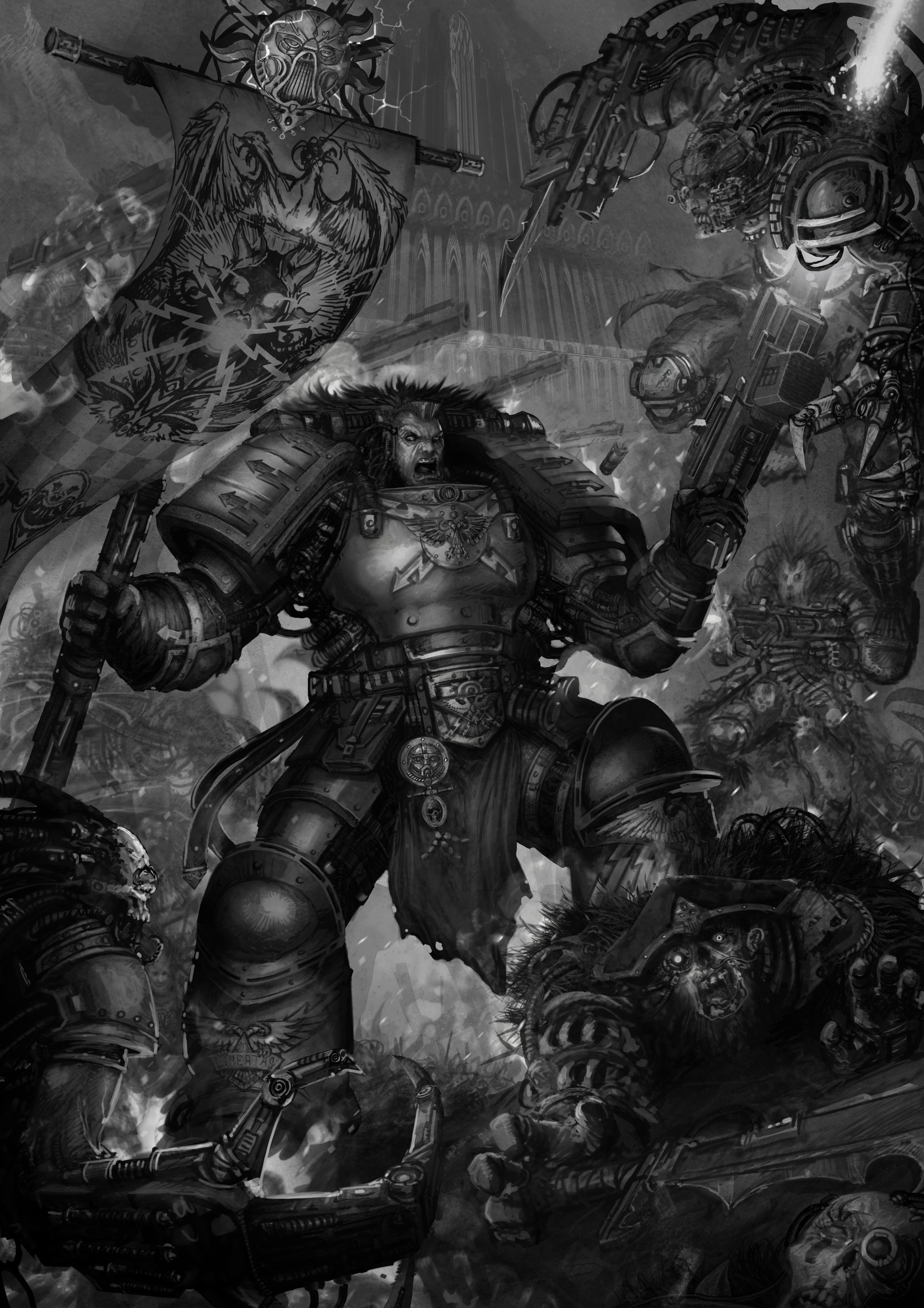 Wh40k Art by Shane Cook - Warhammer 40k, Wh Art, Chaos Space marines, Adeptus Astartes, Adepta Sororitas, Thunder Warriors, Erebus, Emperor`s Children, Word bearers, Ultramarines, Astra Militarum, Дредноут, Длиннопост