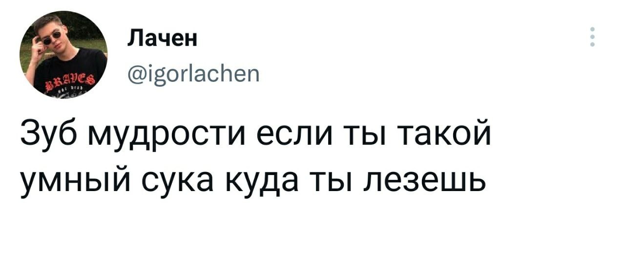 Что самый умный? - Twitter, Зуб мудрости, Юмор, Мат, Скриншот