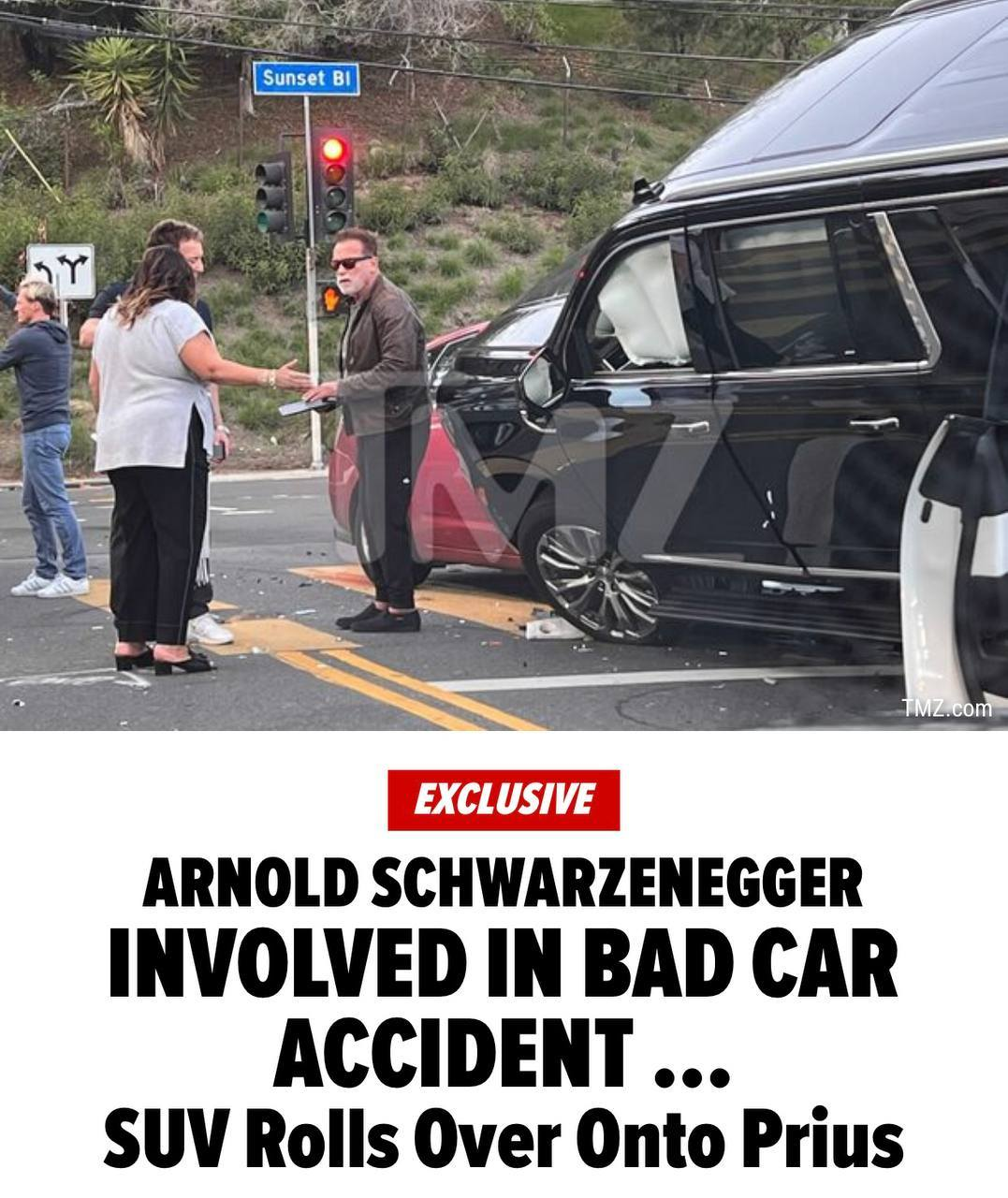 Schwarzenegger got into an accident - Arnold Schwarzenegger, Road accident, Crash, Drone, Longpost, Repeat