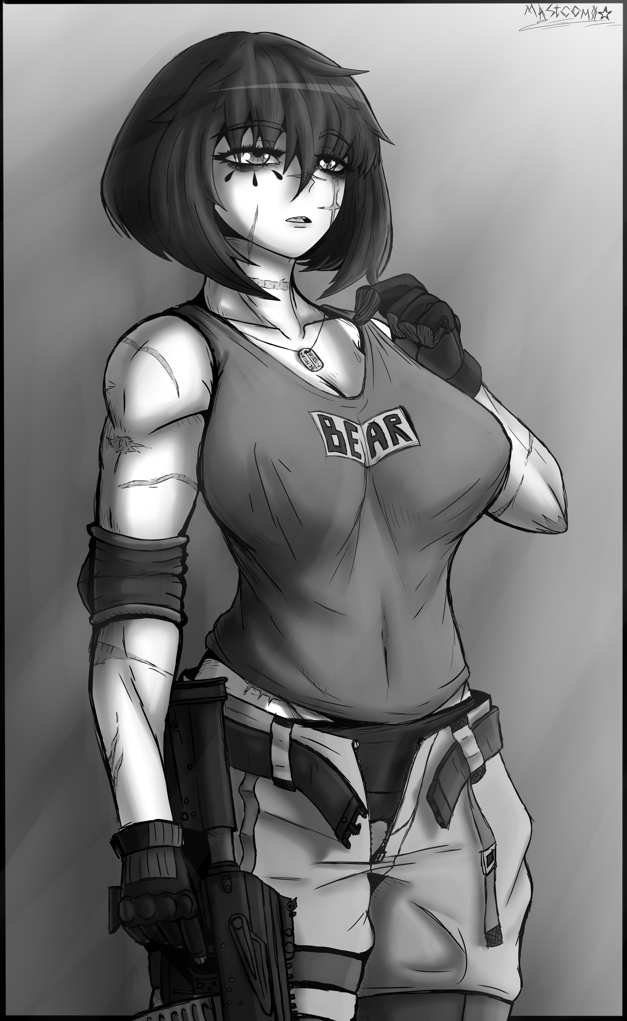 Head, eyes - NSFW, My, Art, Hand-drawn erotica, Artist, Anime art, Escape From tarkov, Sports girls, Crepe, Strong girl, Line, Sketch, Digital drawing, Game art, Muscleart, Longpost