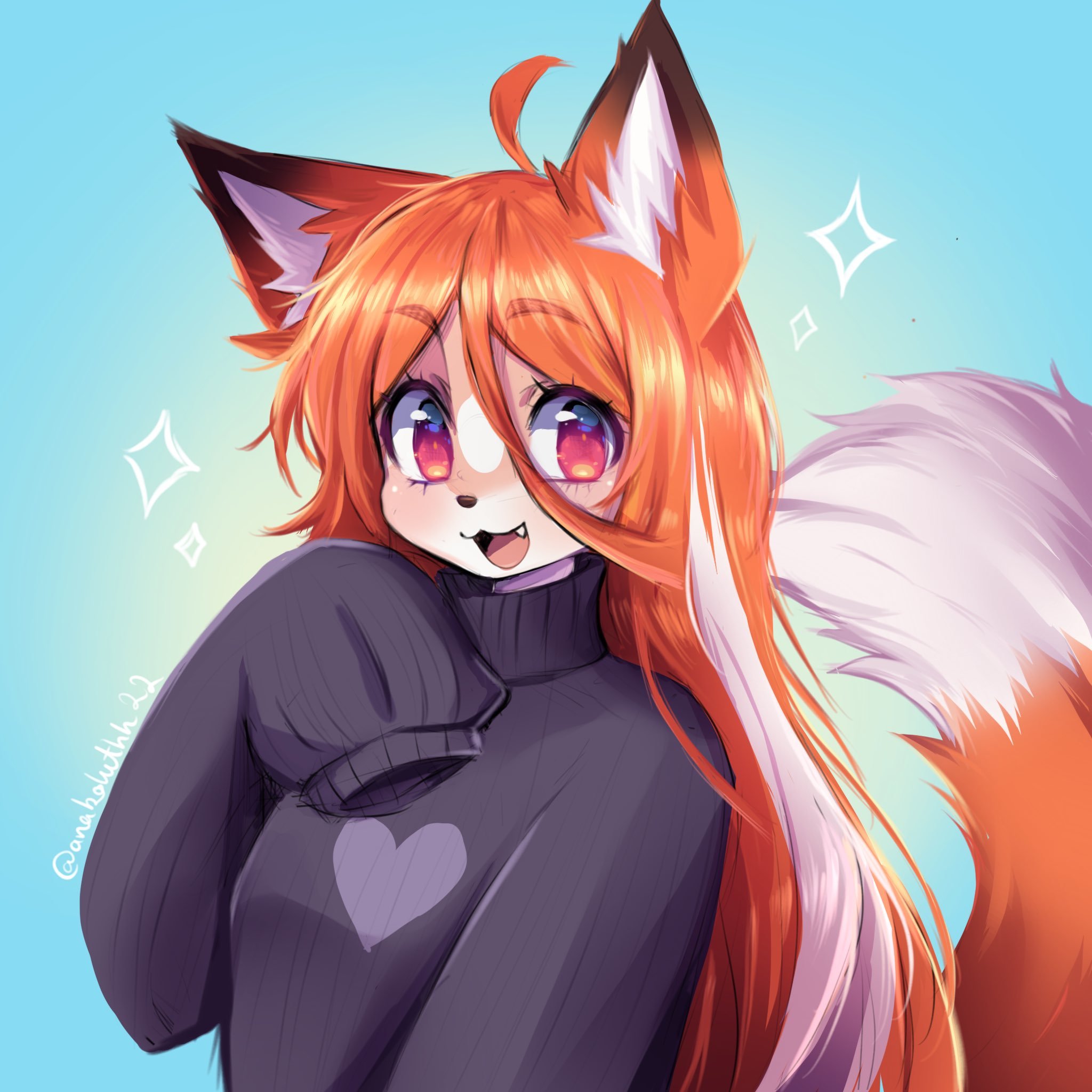 Happy fox - Фурри, Антро, Арт, Furry Fox, Anakoluthh