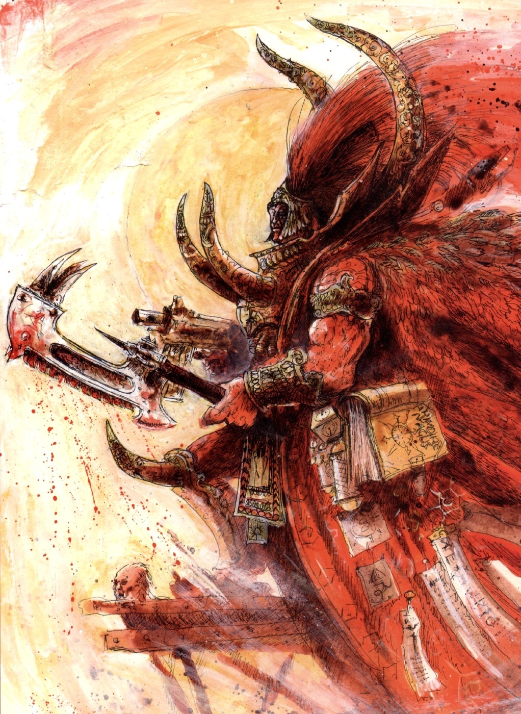 Wh40k Art by John Blanche - John Blanche, Warhammer 40k, Wh Art, Adeptus Astartes, Blood angels, Dark Angels, Magnus the red, Chaos daemons, Prospero, The World of Death, Longpost