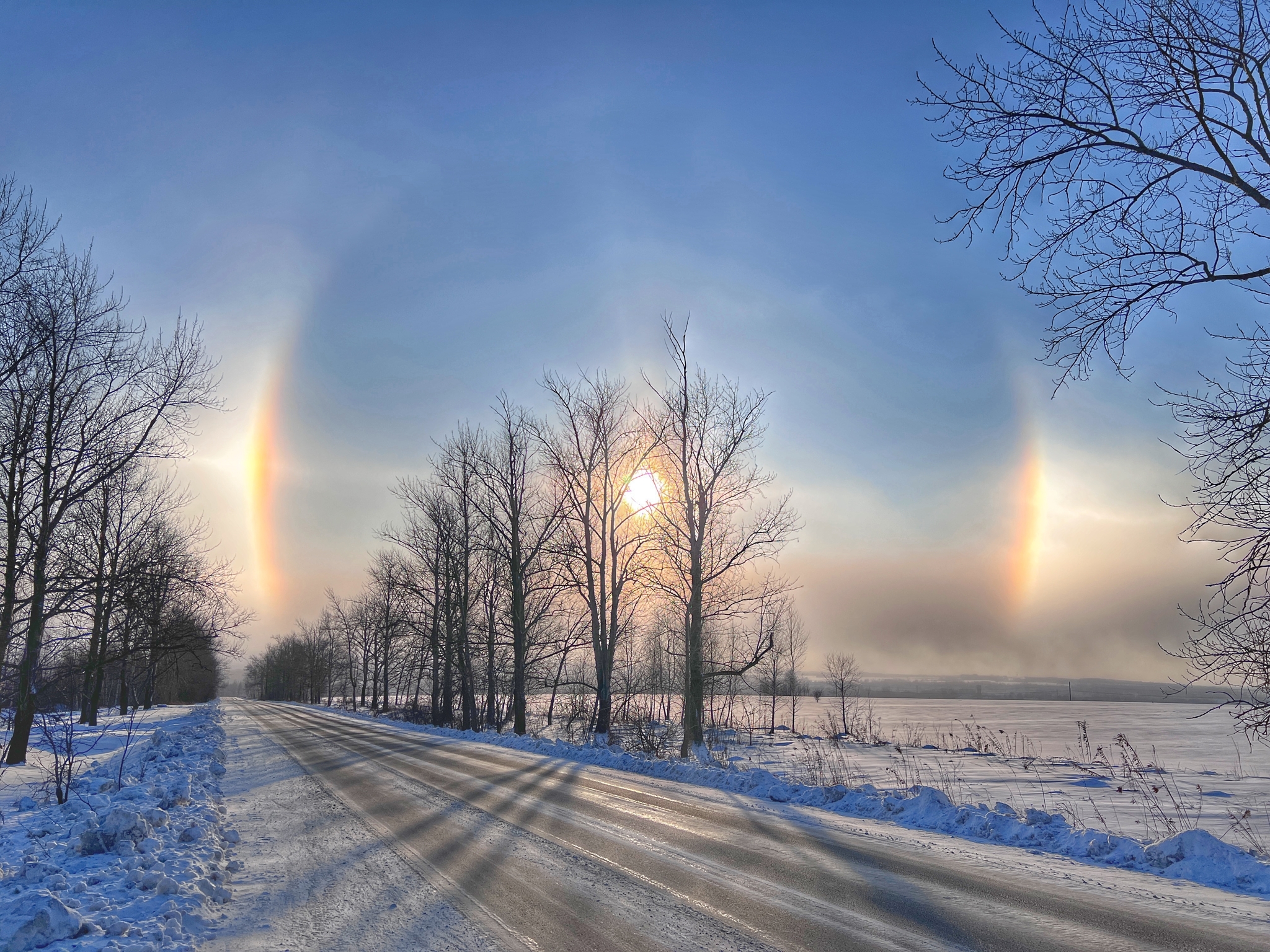 Halo - My, Nature, Winter, Halo, The photo, Natural phenomena