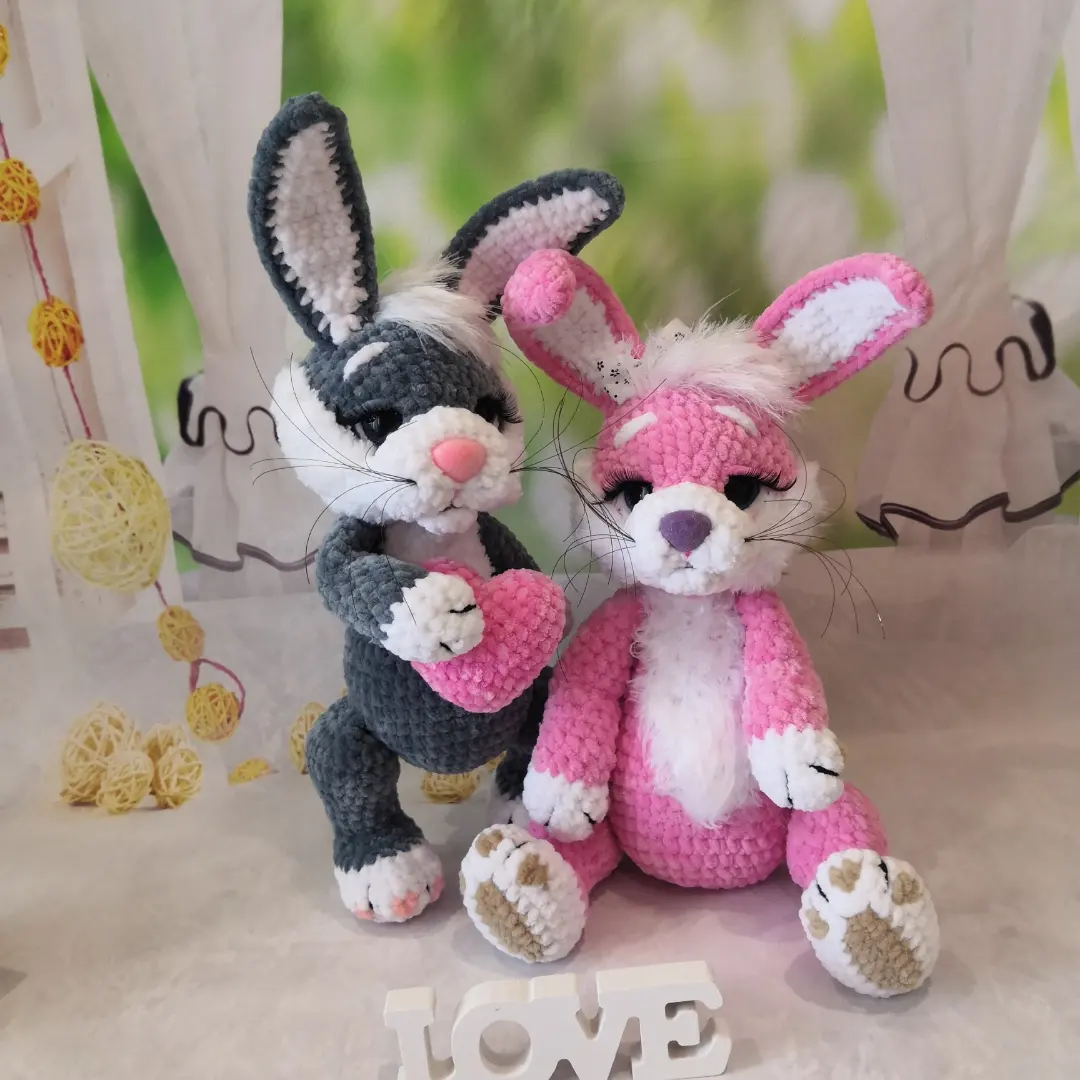 Bunny Fluffy - My, Amigurumi, Knitting, Crochet, Plush Toys, Soft toy, Plush yarn, Presents, Longpost