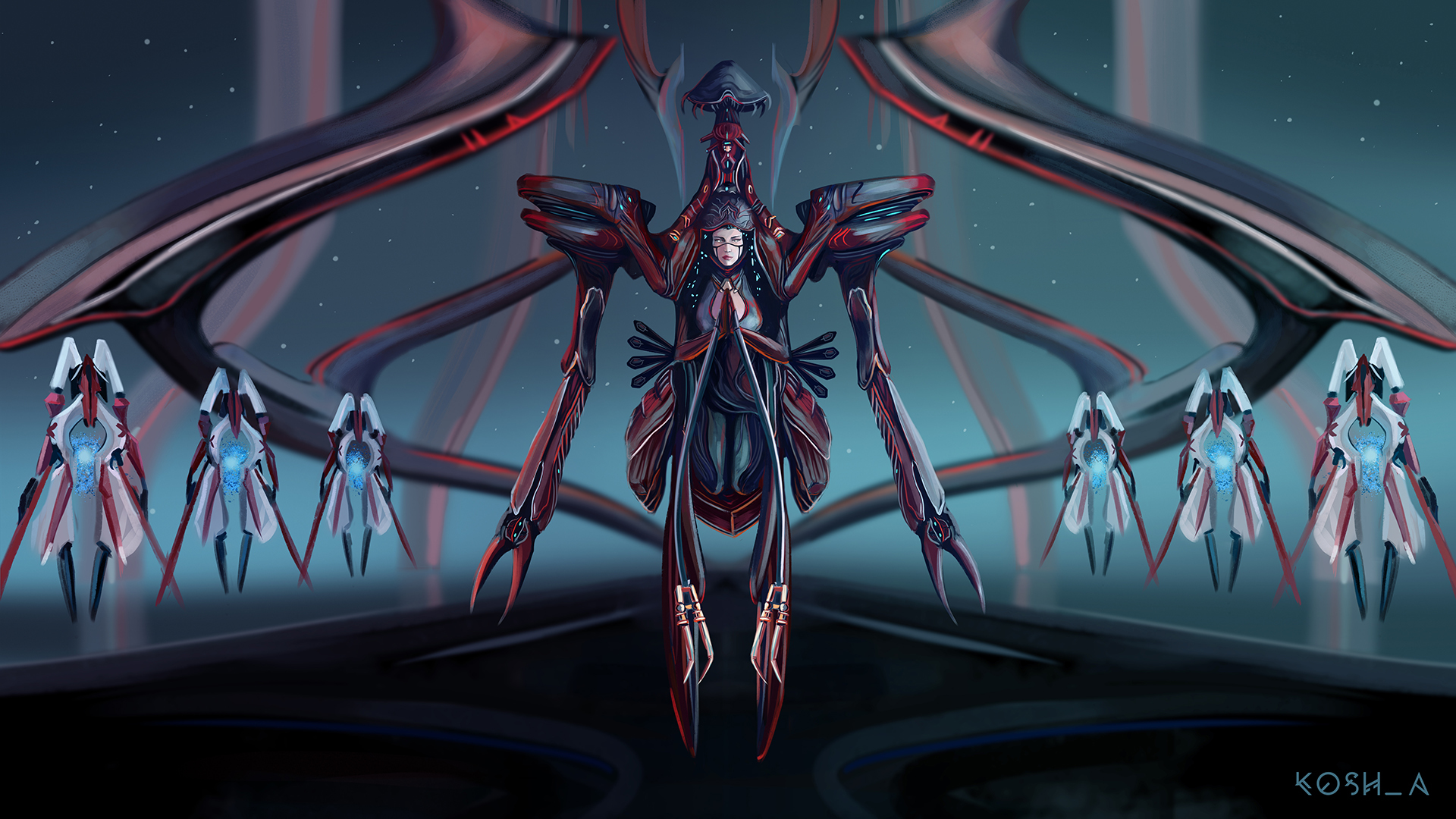 Warframe Fan Arts - My, Warframe, Game art, Digital drawing, Valkyr Warframe, Nidus Warframe, Longpost, Art